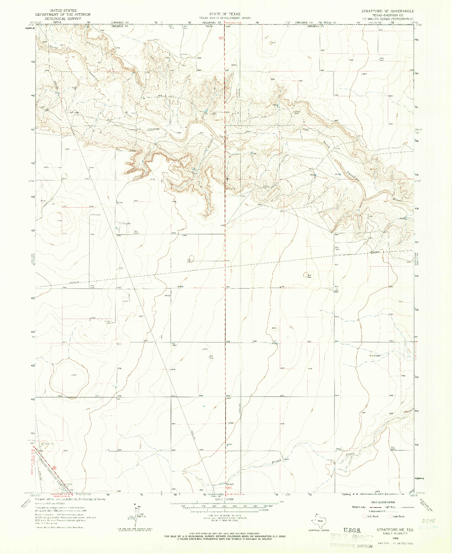USGS 1:24000-SCALE QUADRANGLE FOR STRATFORD NE, TX 1964