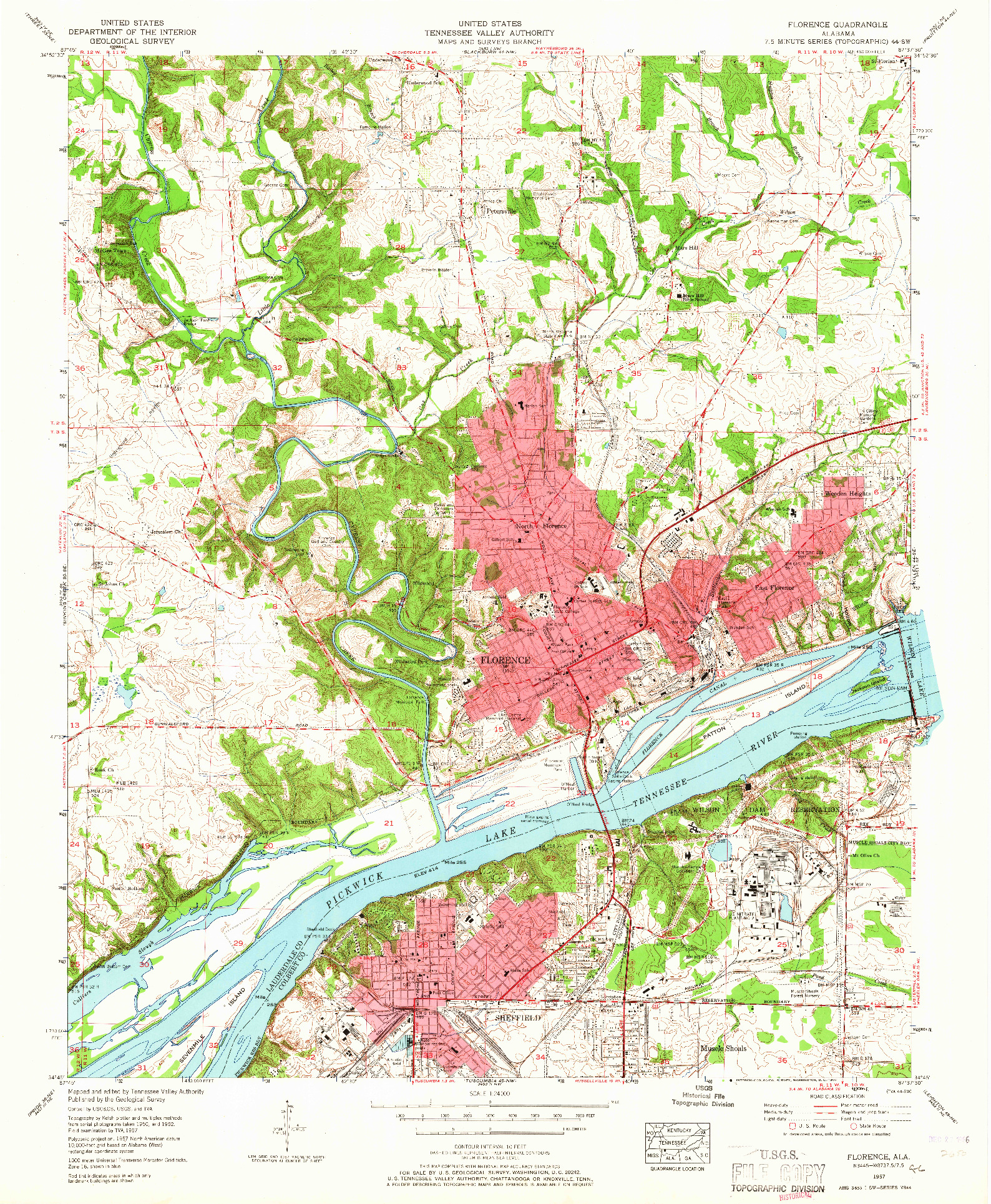 USGS 1:24000-SCALE QUADRANGLE FOR FLORENCE, AL 1957