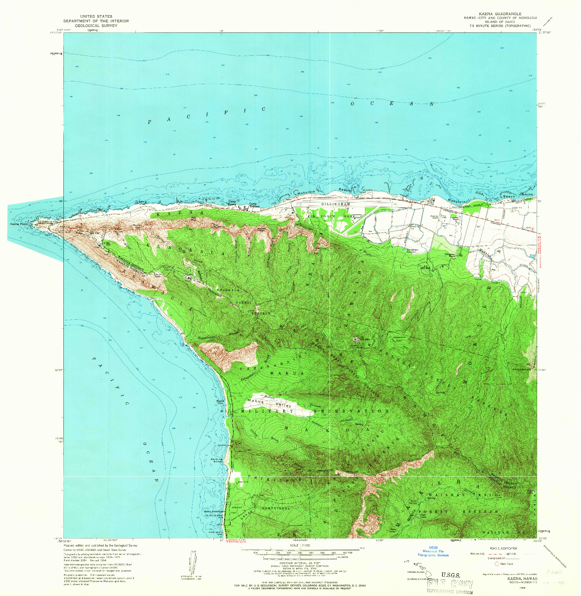 USGS 1:24000-SCALE QUADRANGLE FOR KAENA, HI 1964