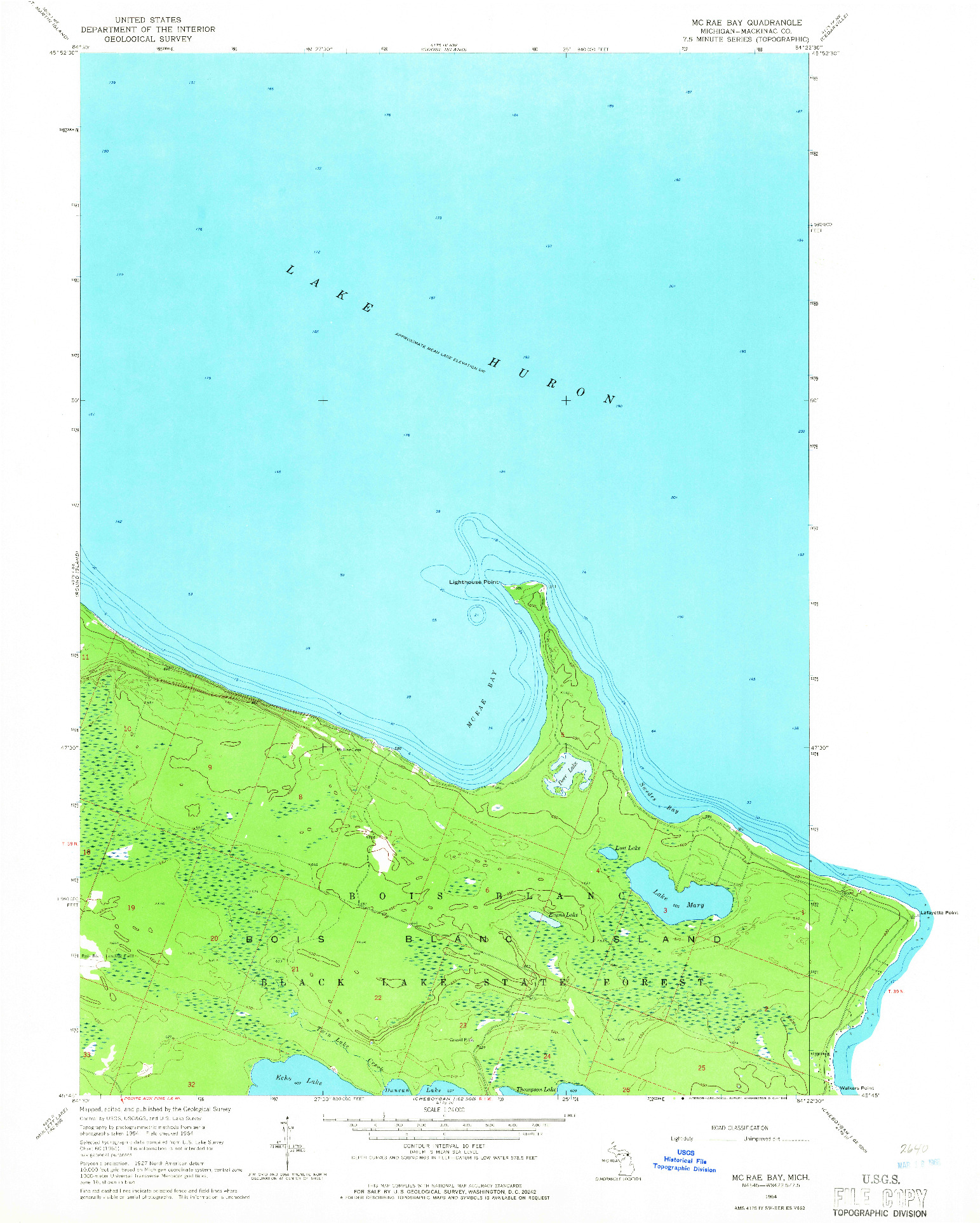 USGS 1:24000-SCALE QUADRANGLE FOR MCRAE BAY, MI 1964