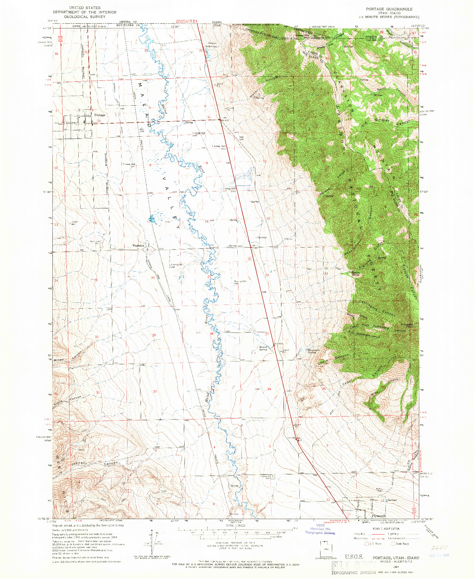 USGS 1:24000-SCALE QUADRANGLE FOR PORTAGE, UT 1964