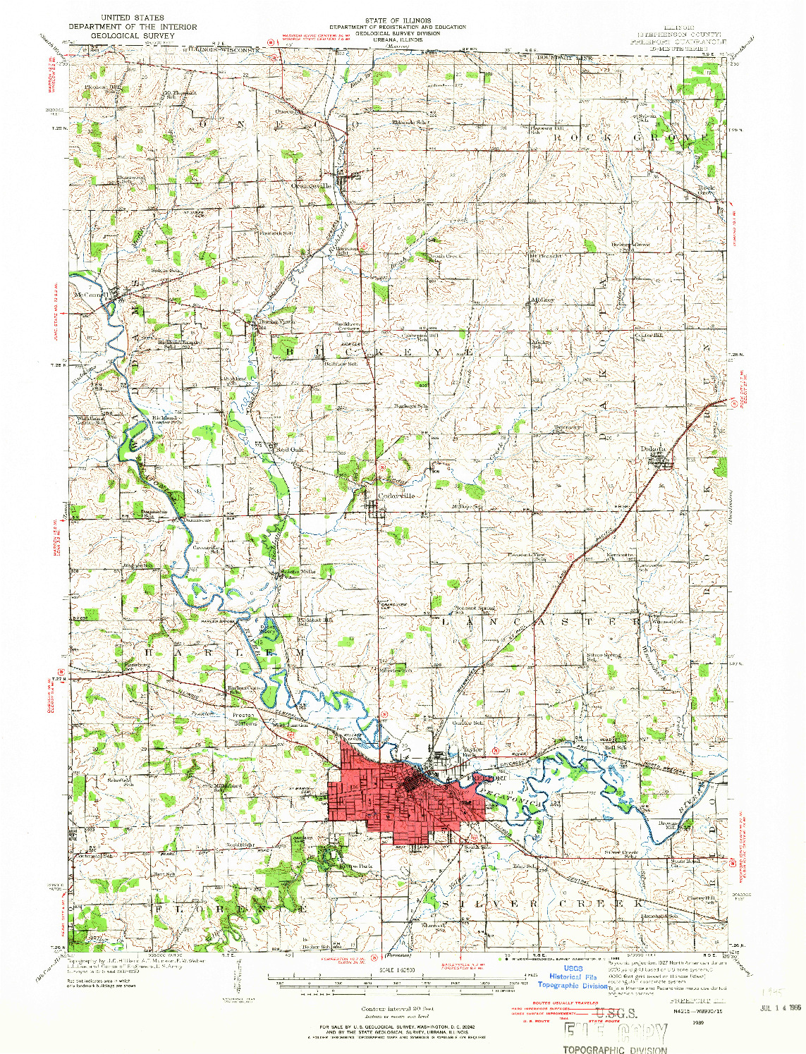 USGS 1:62500-SCALE QUADRANGLE FOR FREEPORT, IL 1939