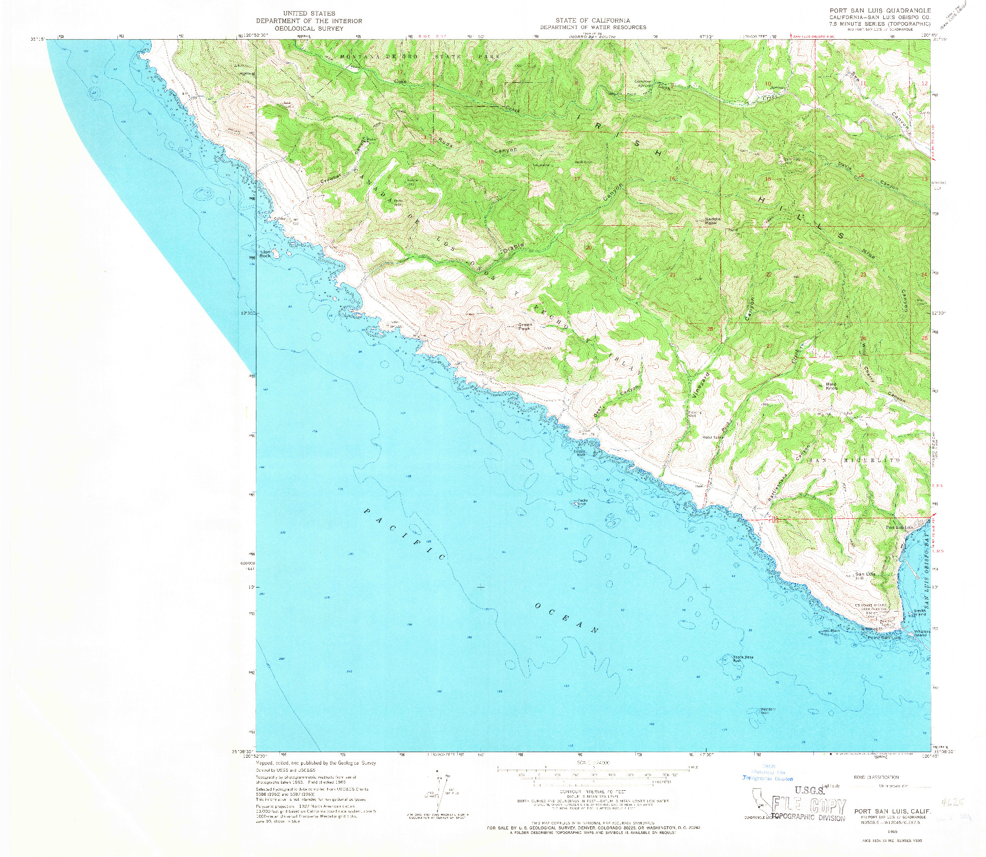 USGS 1:24000-SCALE QUADRANGLE FOR PORT SAN LUIS, CA 1965
