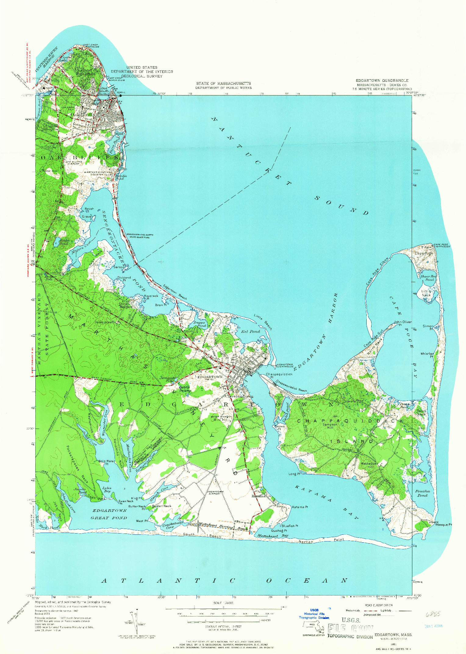 USGS 1:24000-SCALE QUADRANGLE FOR EDGARTOWN, MA 1951