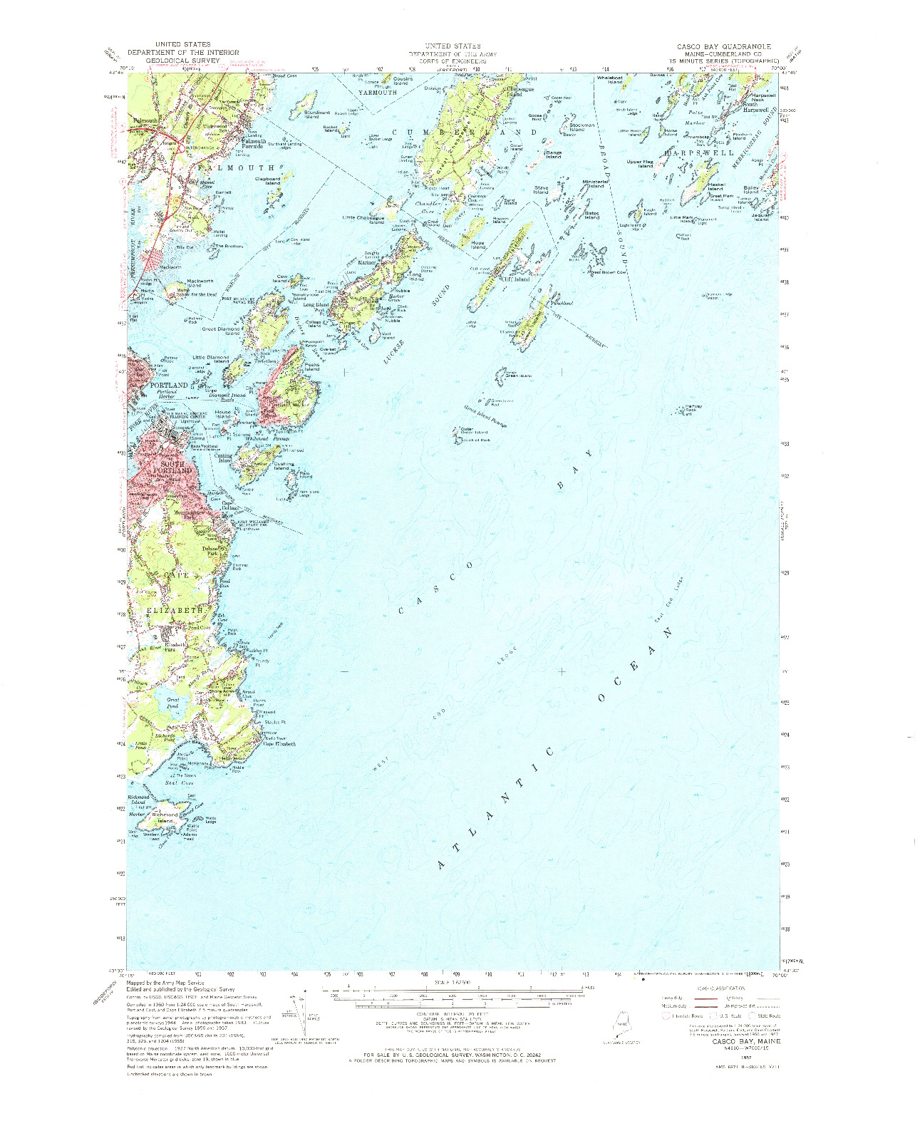 USGS 1:62500-SCALE QUADRANGLE FOR CASCO BAY, ME 1957