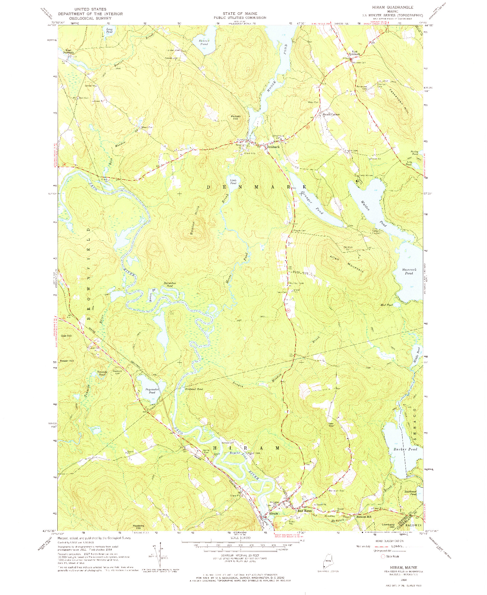 USGS 1:24000-SCALE QUADRANGLE FOR HIRAM, ME 1964