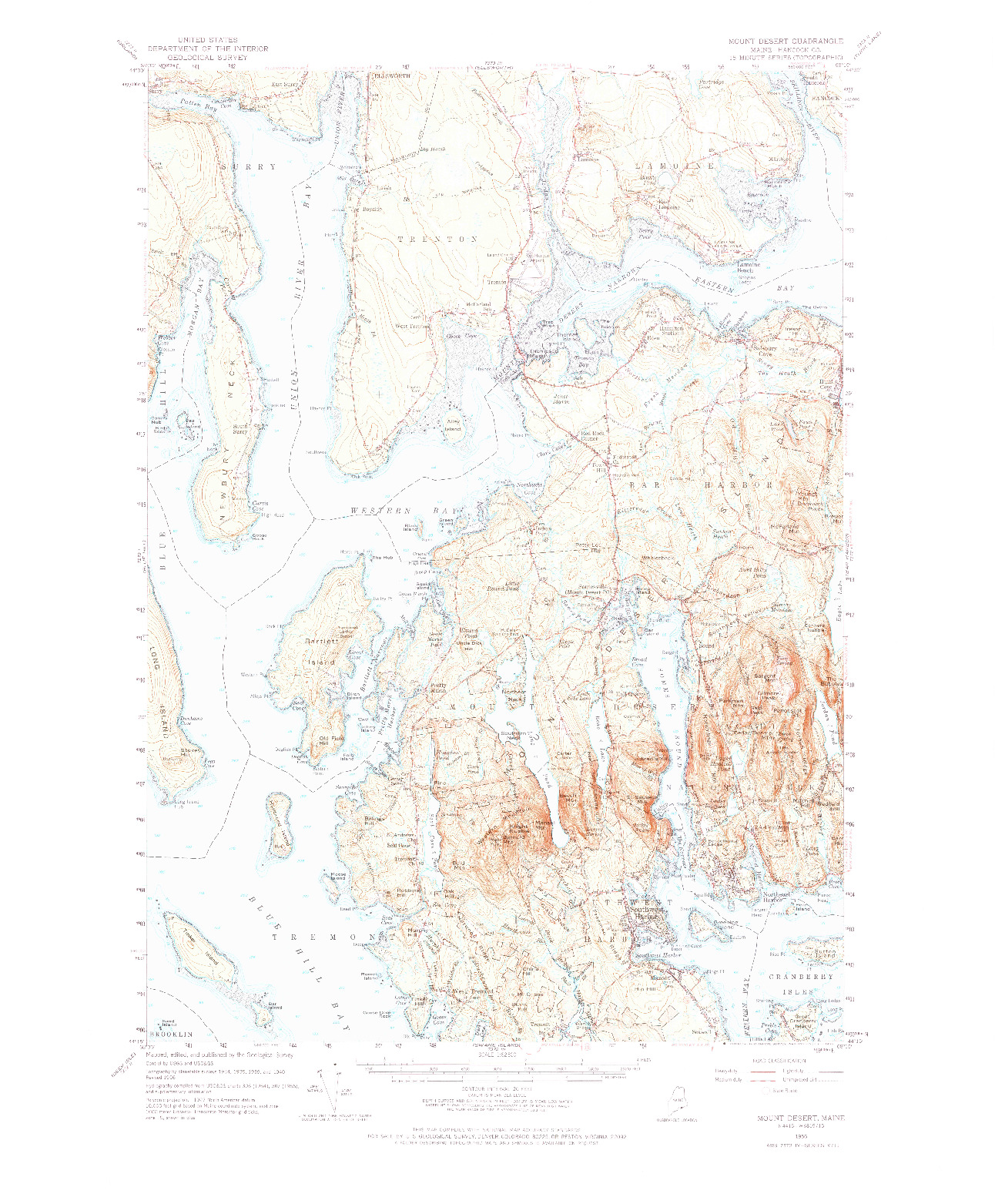 USGS 1:62500-SCALE QUADRANGLE FOR MOUNT DESERT, ME 1956