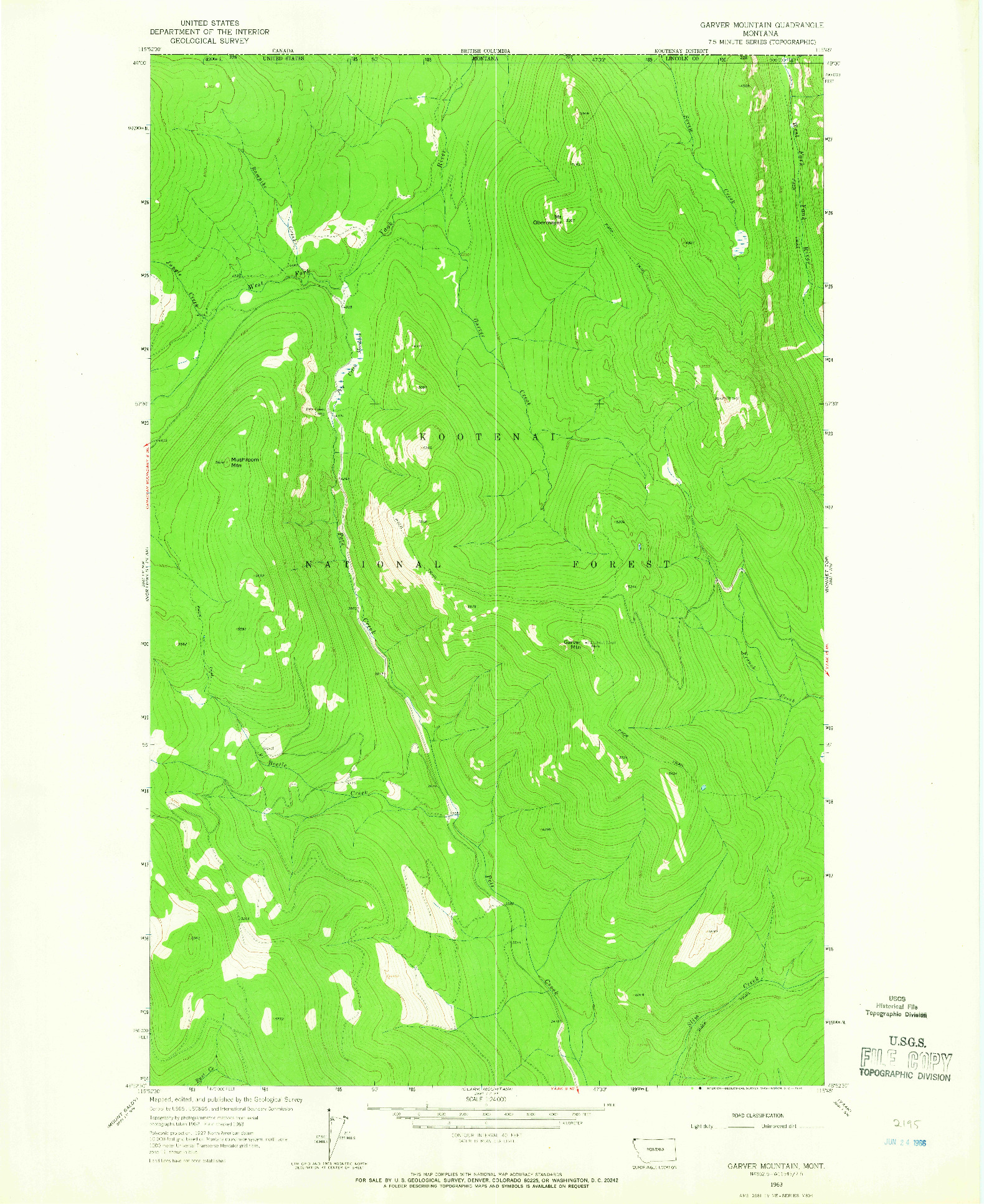 USGS 1:24000-SCALE QUADRANGLE FOR GARVER MOUNTAIN, MT 1963