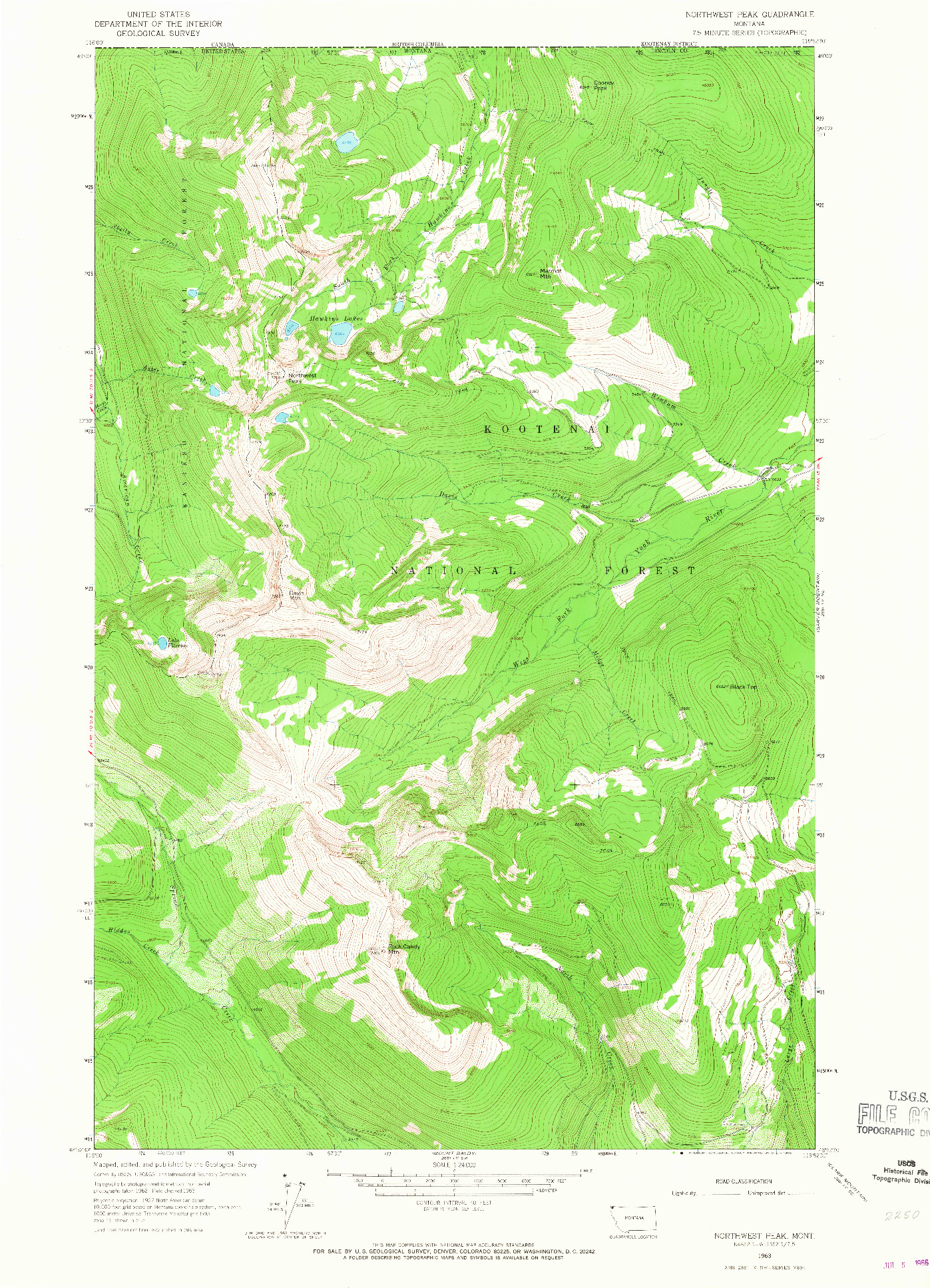 USGS 1:24000-SCALE QUADRANGLE FOR NORTHWEST PEAK, MT 1963