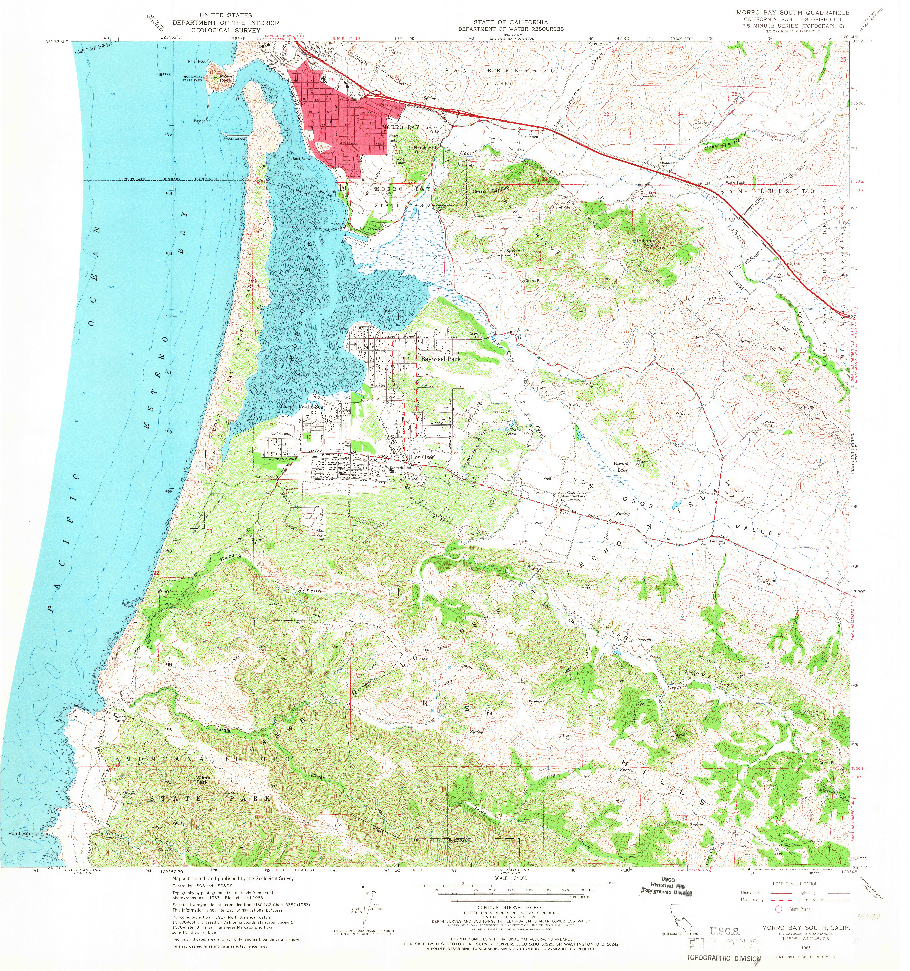 USGS 1:24000-SCALE QUADRANGLE FOR MORRO BAY SOUTH, CA 1965