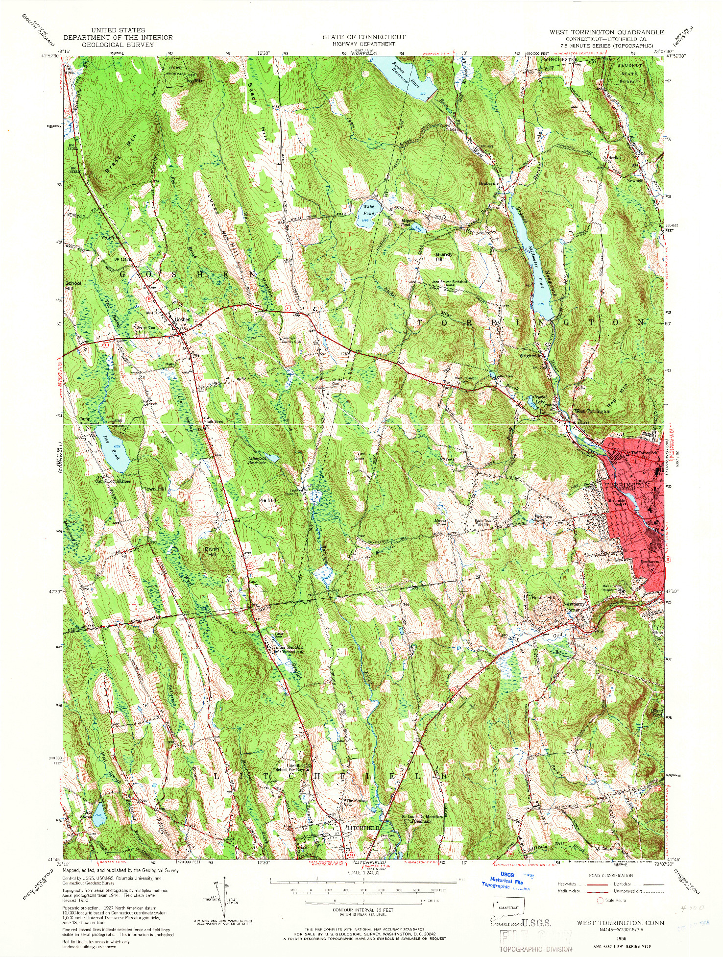 USGS 1:24000-SCALE QUADRANGLE FOR WEST TORRINGTON, CT 1956