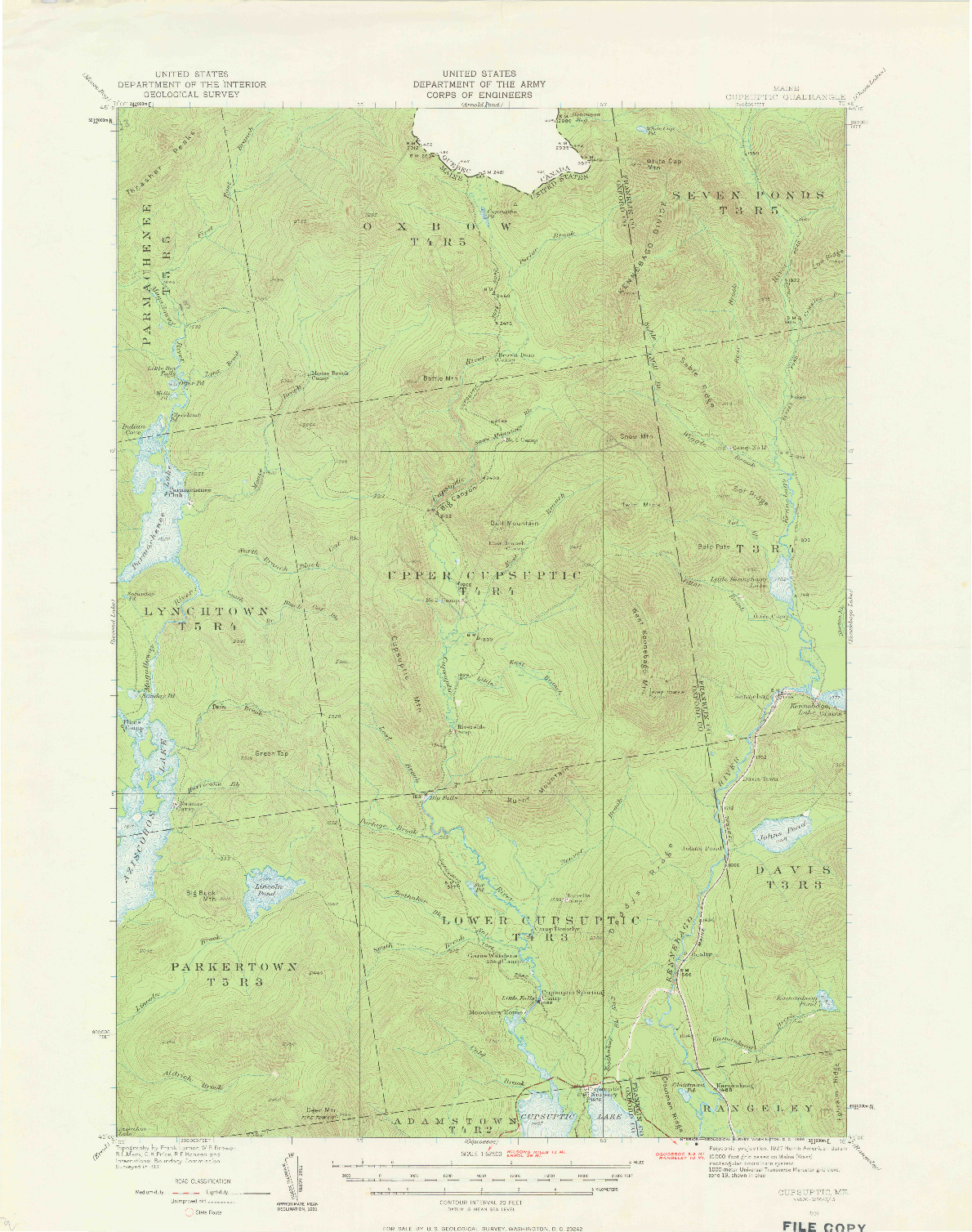 USGS 1:62500-SCALE QUADRANGLE FOR CUPSUPTIC, ME 1931