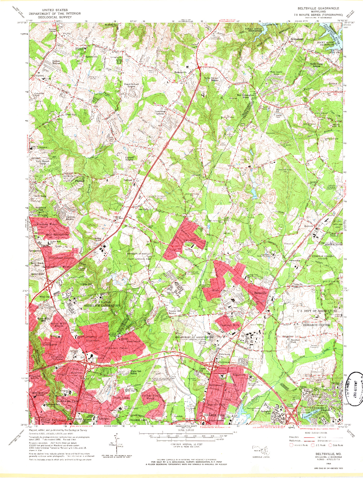 USGS 1:24000-SCALE QUADRANGLE FOR BELTSVILLE, MD 1964