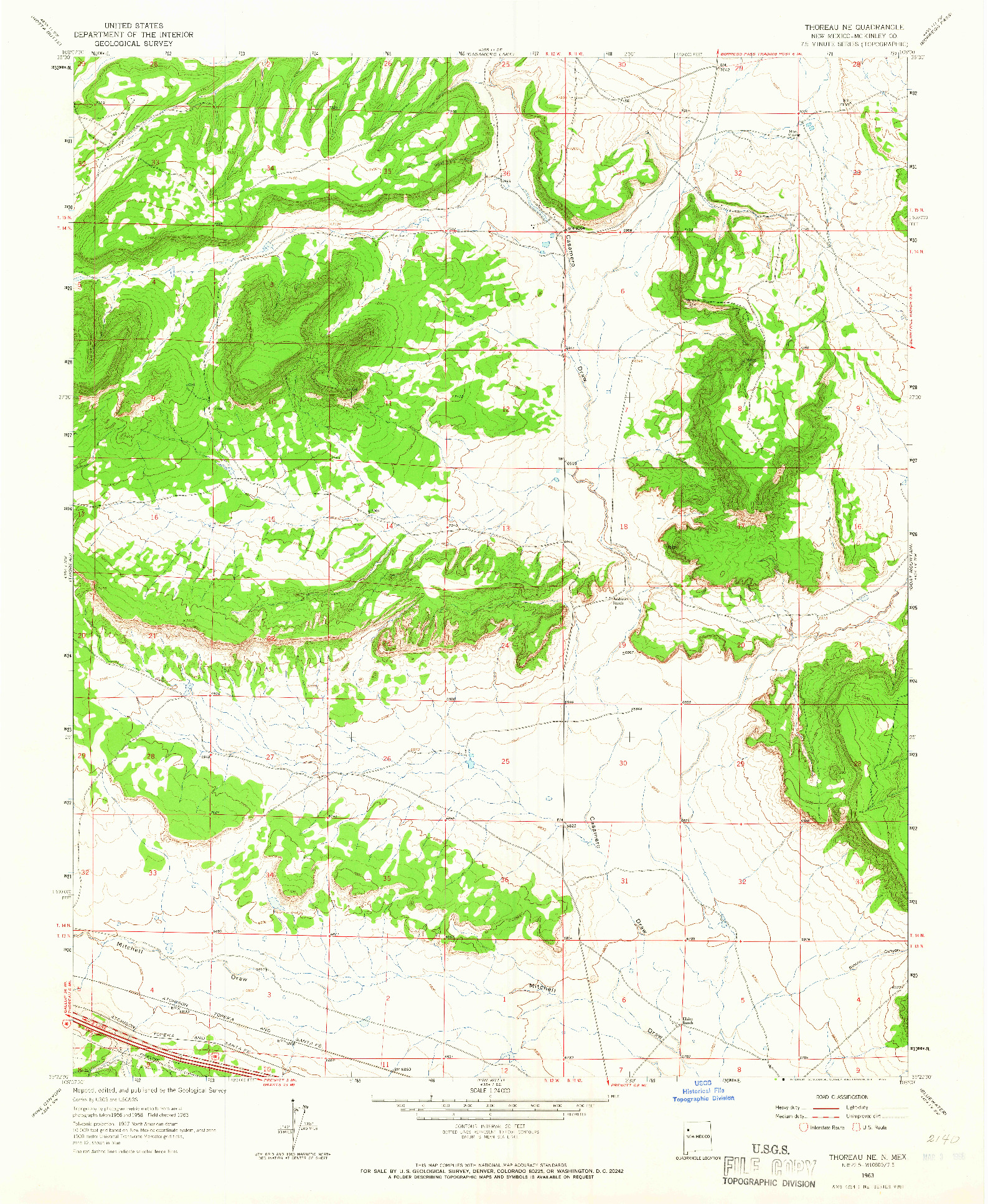 USGS 1:24000-SCALE QUADRANGLE FOR THOREAU NE, NM 1963