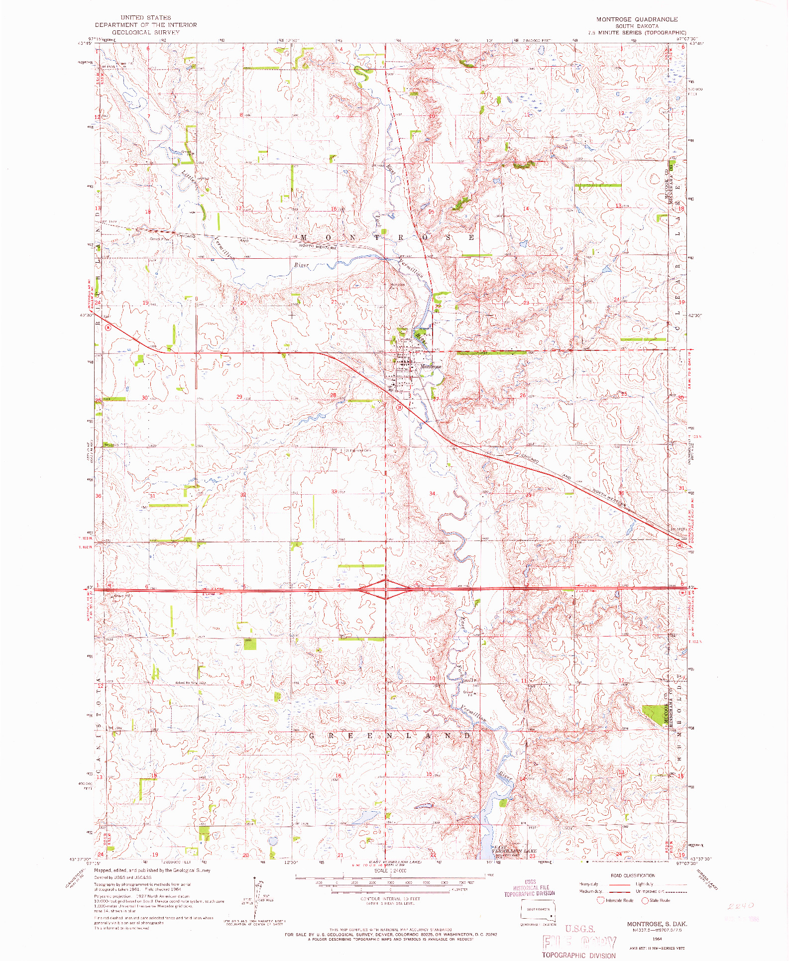 USGS 1:24000-SCALE QUADRANGLE FOR MONTROSE, SD 1964