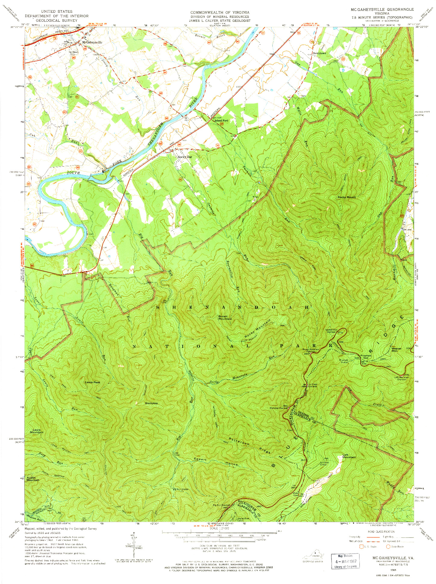 USGS 1:24000-SCALE QUADRANGLE FOR MC GAHEYSVILLE, VA 1965