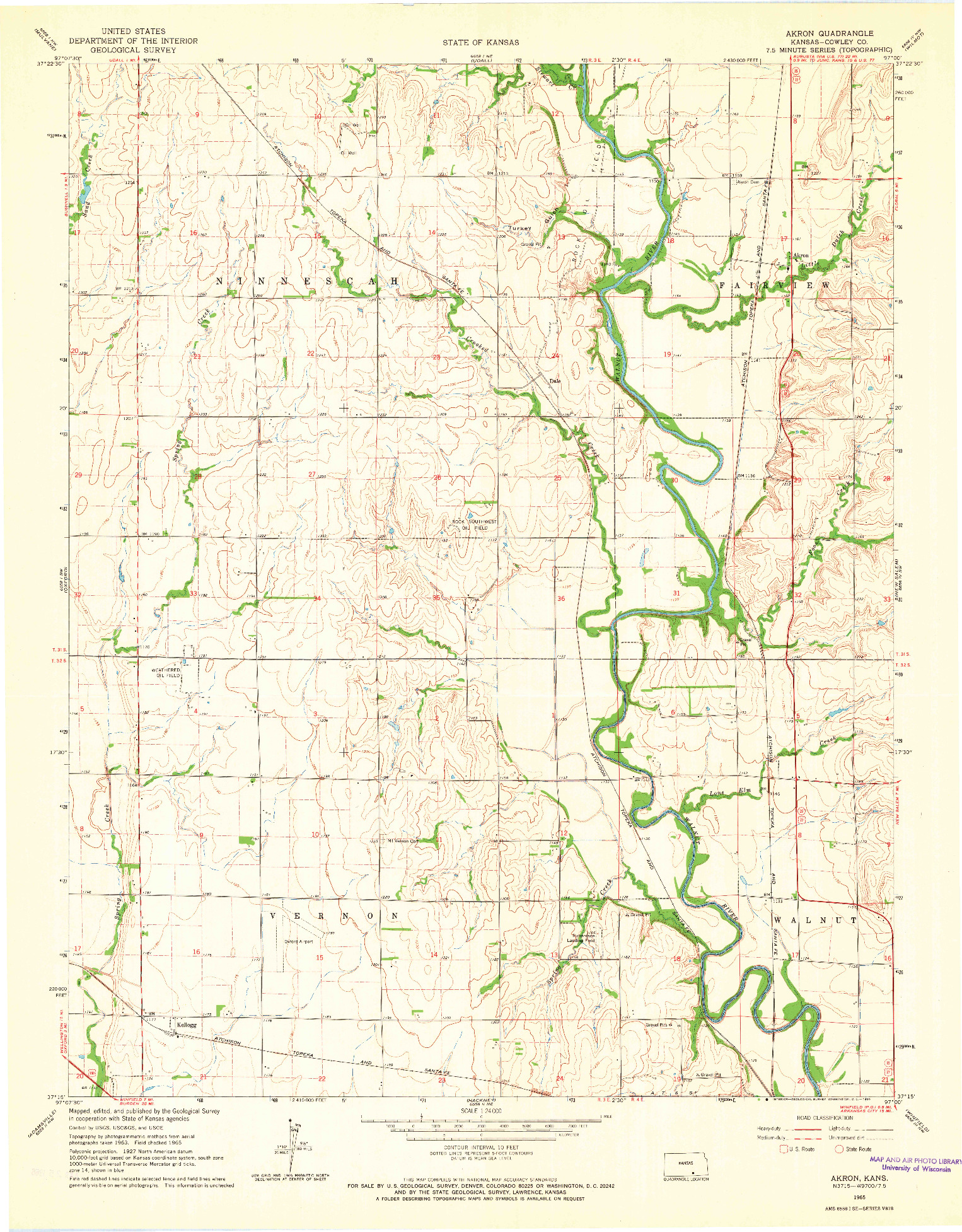 USGS 1:24000-SCALE QUADRANGLE FOR AKRON, KS 1965