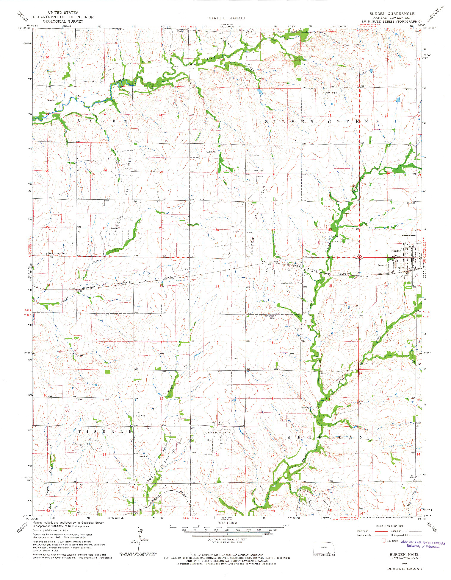 USGS 1:24000-SCALE QUADRANGLE FOR BURDEN, KS 1964