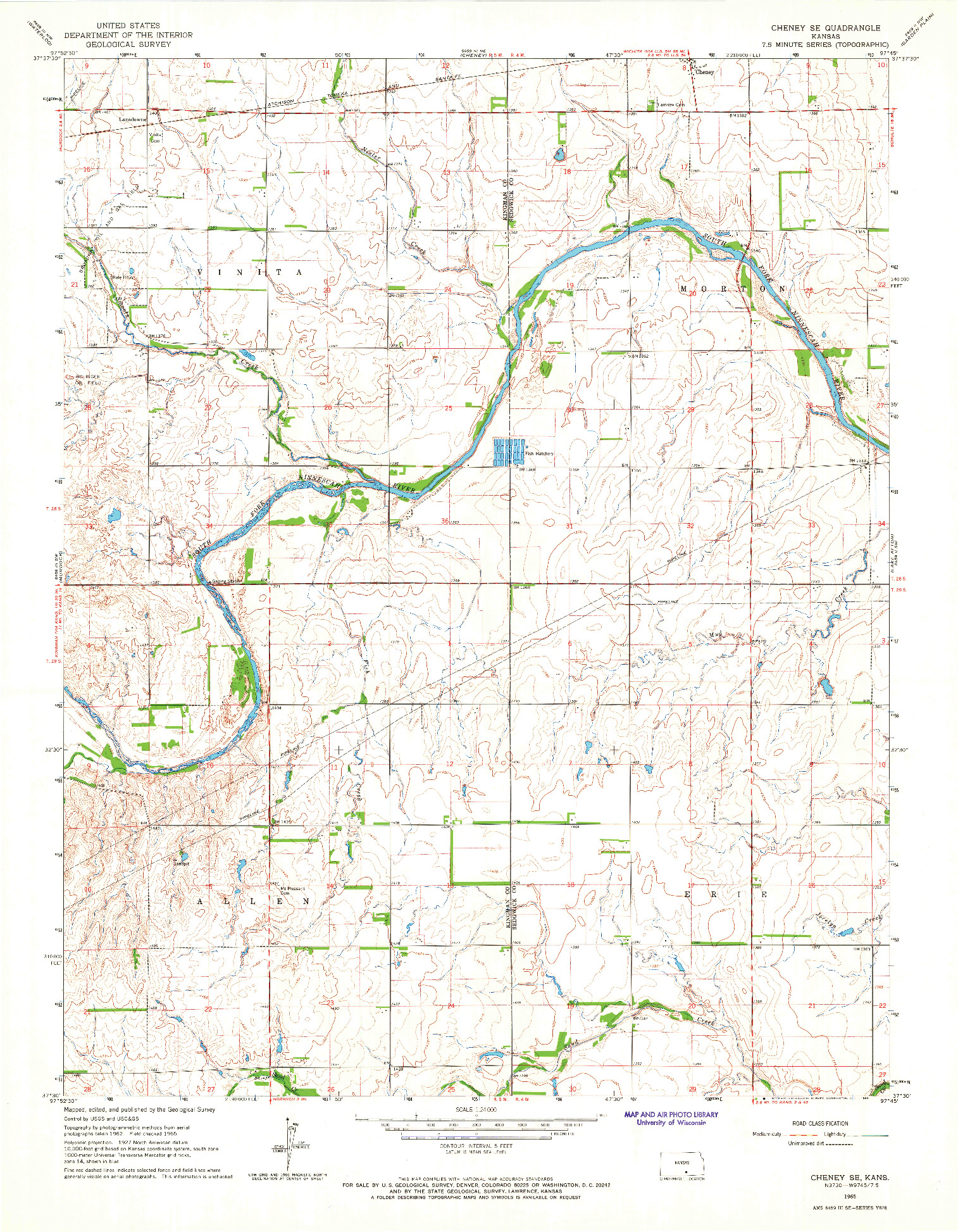 USGS 1:24000-SCALE QUADRANGLE FOR CHENEY SE, KS 1965