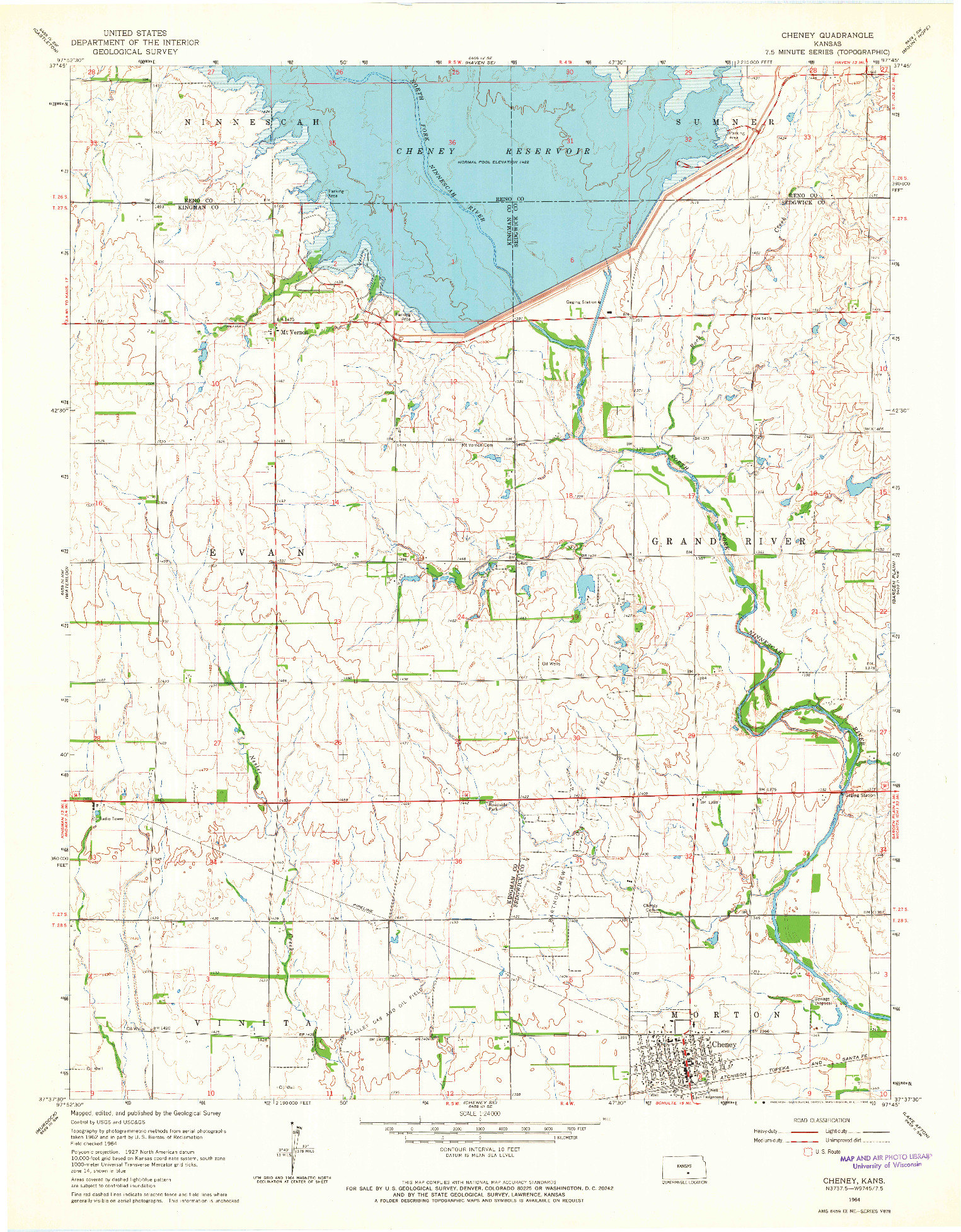 USGS 1:24000-SCALE QUADRANGLE FOR CHENEY, KS 1964