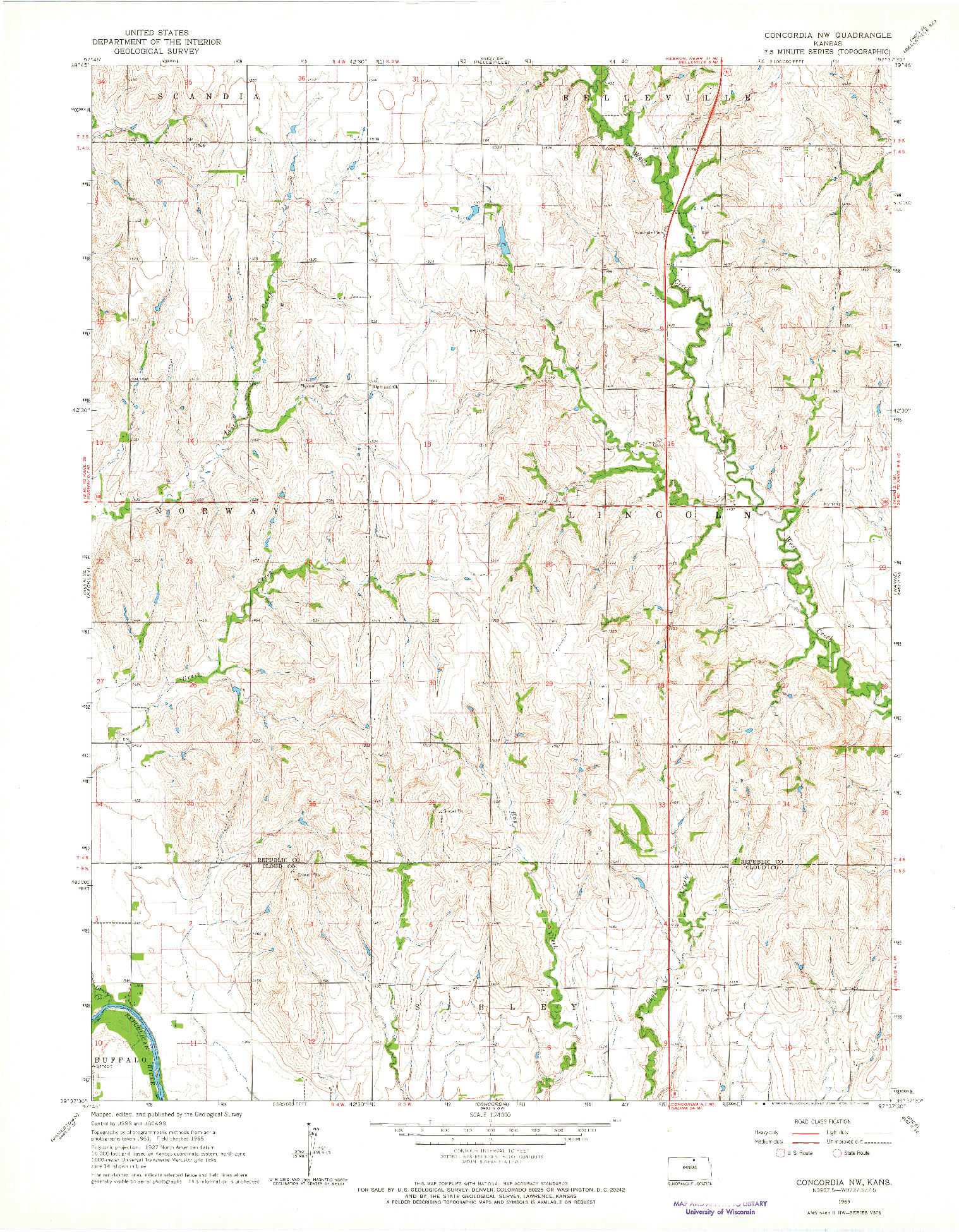 USGS 1:24000-SCALE QUADRANGLE FOR CONCORDIA NW, KS 1965