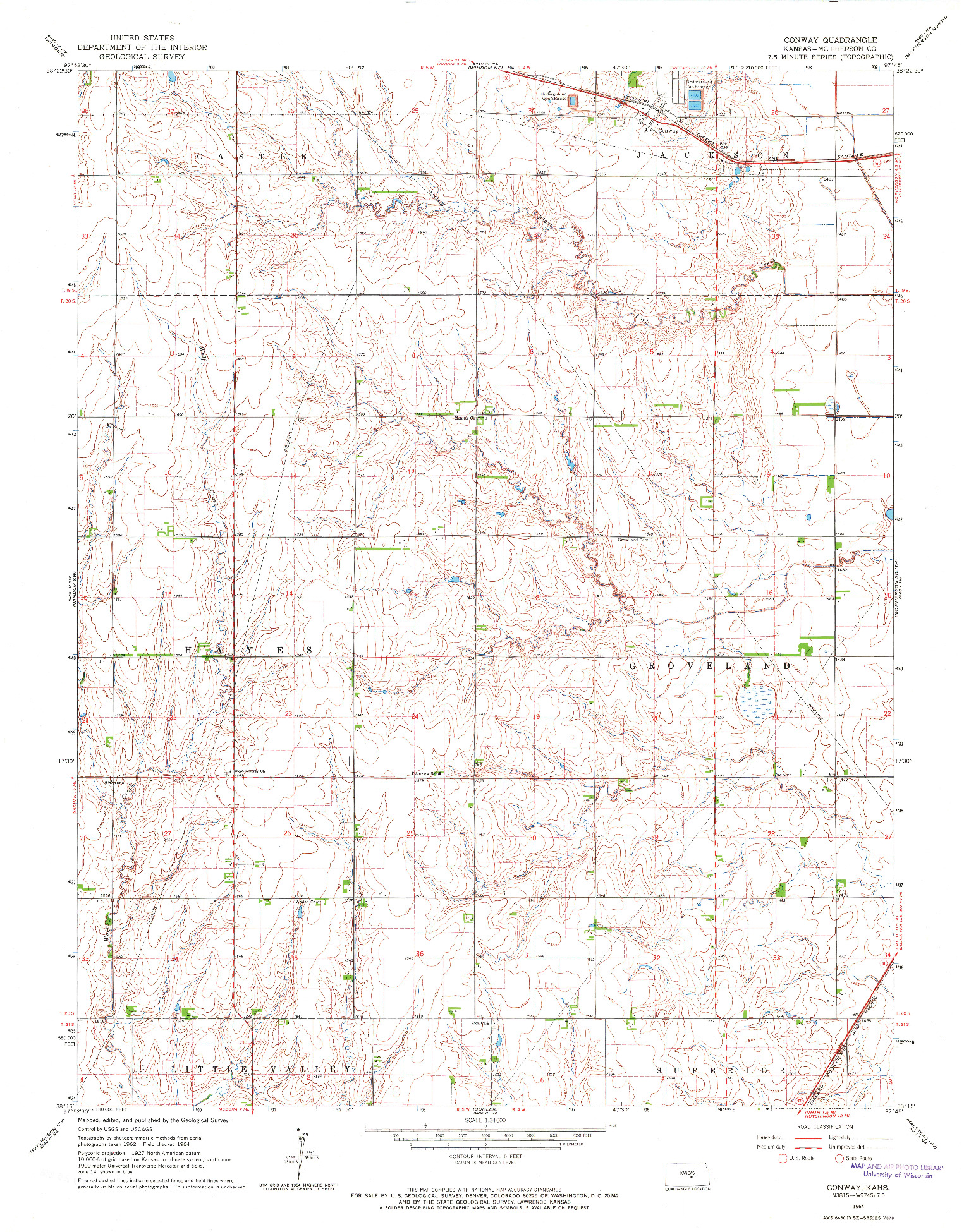 USGS 1:24000-SCALE QUADRANGLE FOR CONWAY, KS 1964