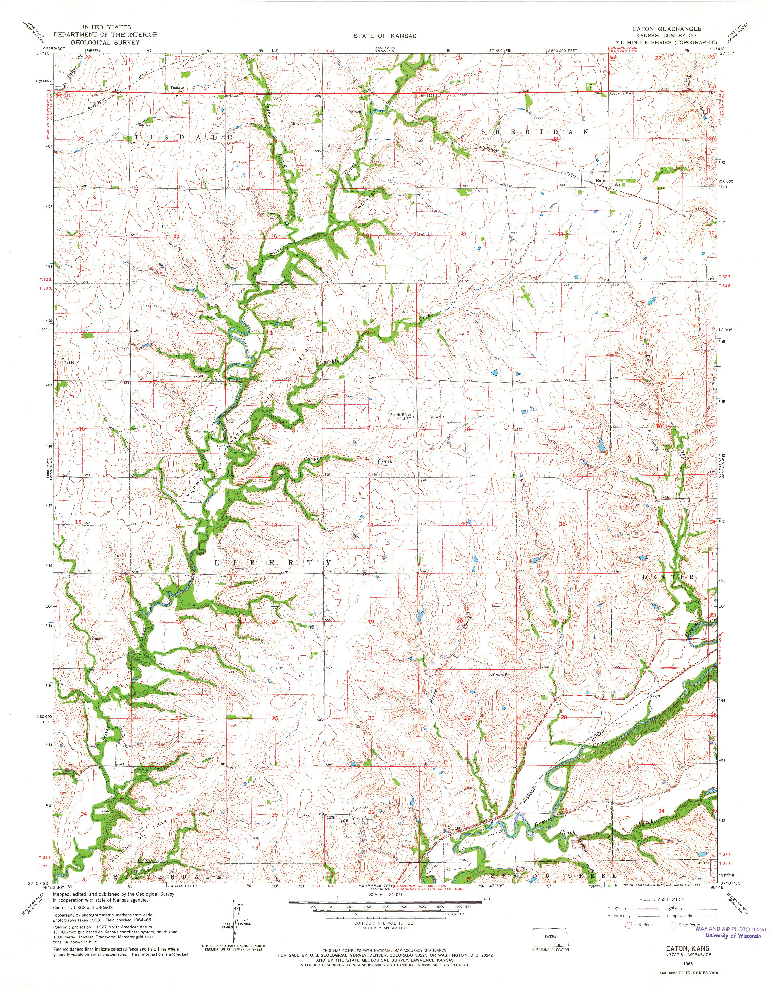 USGS 1:24000-SCALE QUADRANGLE FOR EATON, KS 1965