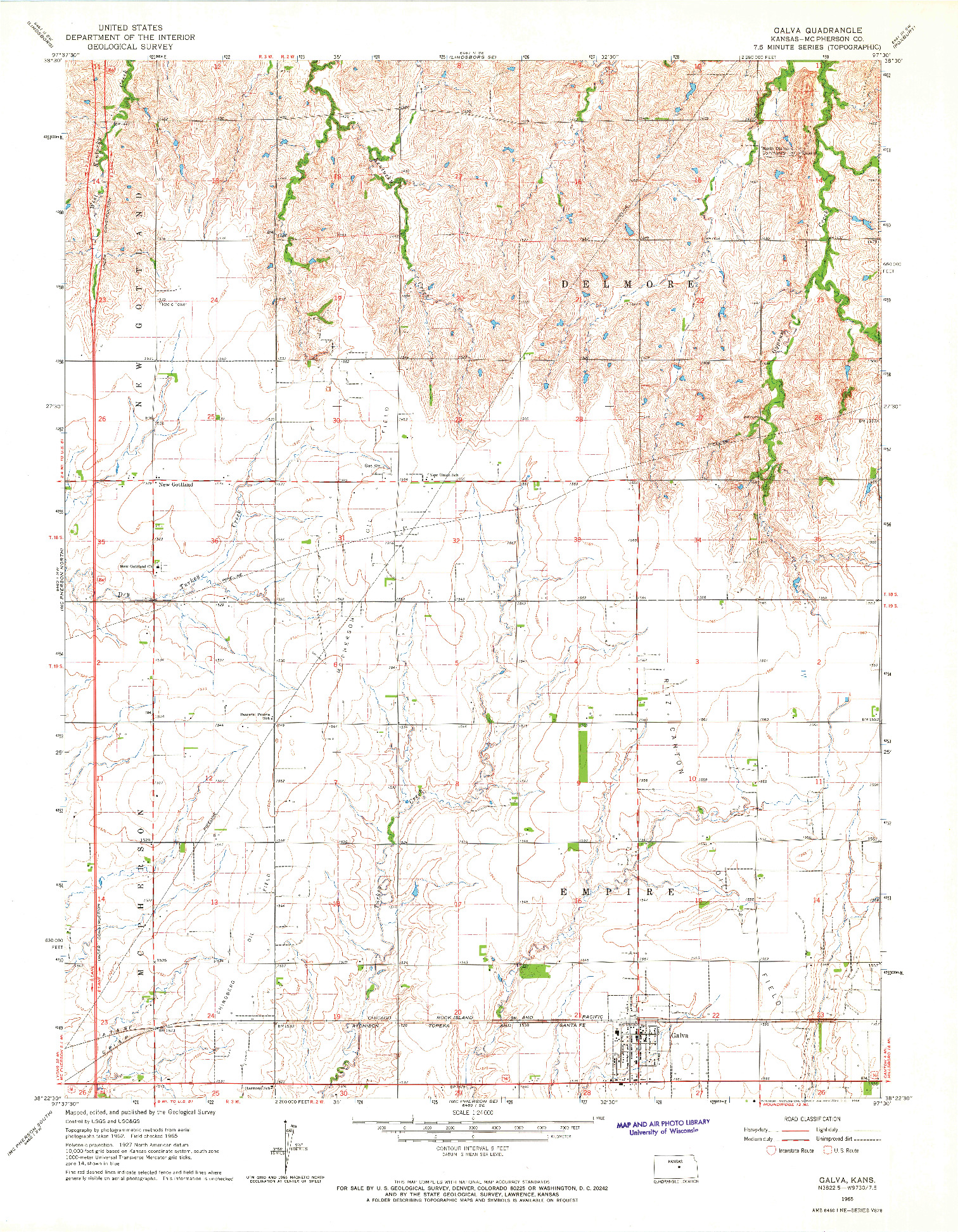 USGS 1:24000-SCALE QUADRANGLE FOR GALVA, KS 1965