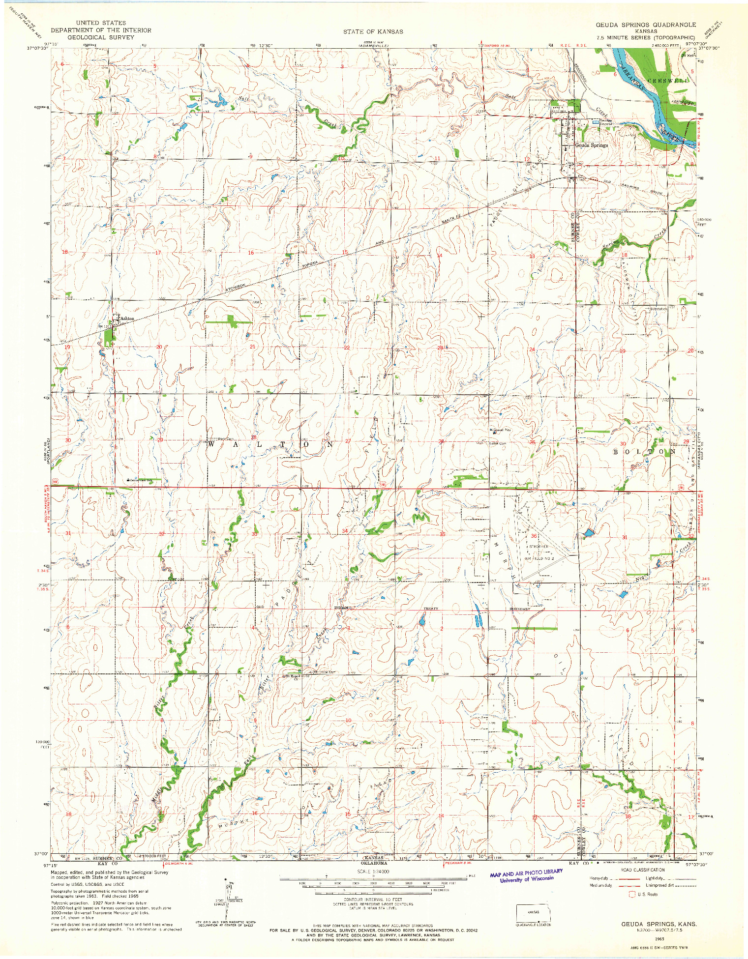 USGS 1:24000-SCALE QUADRANGLE FOR GEUDA SPRINGS, KS 1965