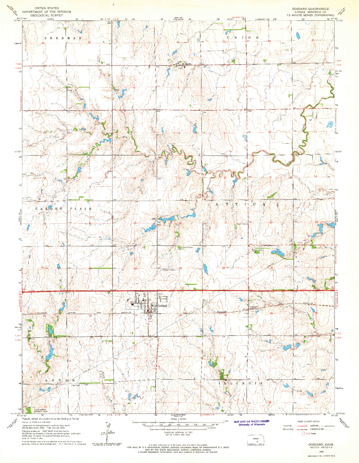 USGS 1:24000-SCALE QUADRANGLE FOR GODDARD, KS 1965