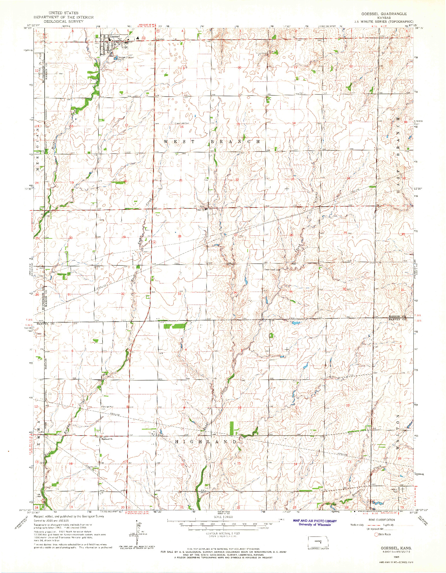 USGS 1:24000-SCALE QUADRANGLE FOR GOESSEL, KS 1965