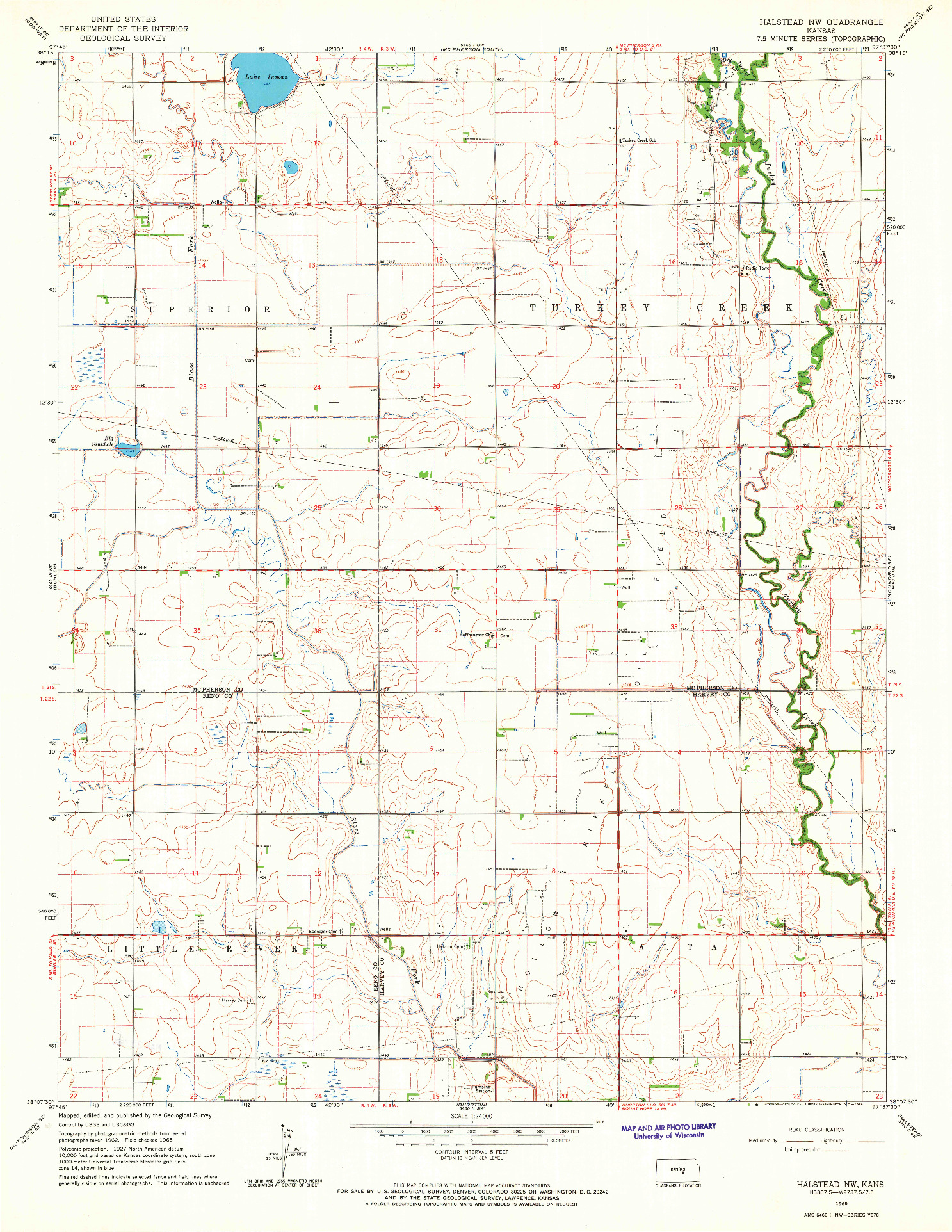 USGS 1:24000-SCALE QUADRANGLE FOR HALSTEAD NW, KS 1965
