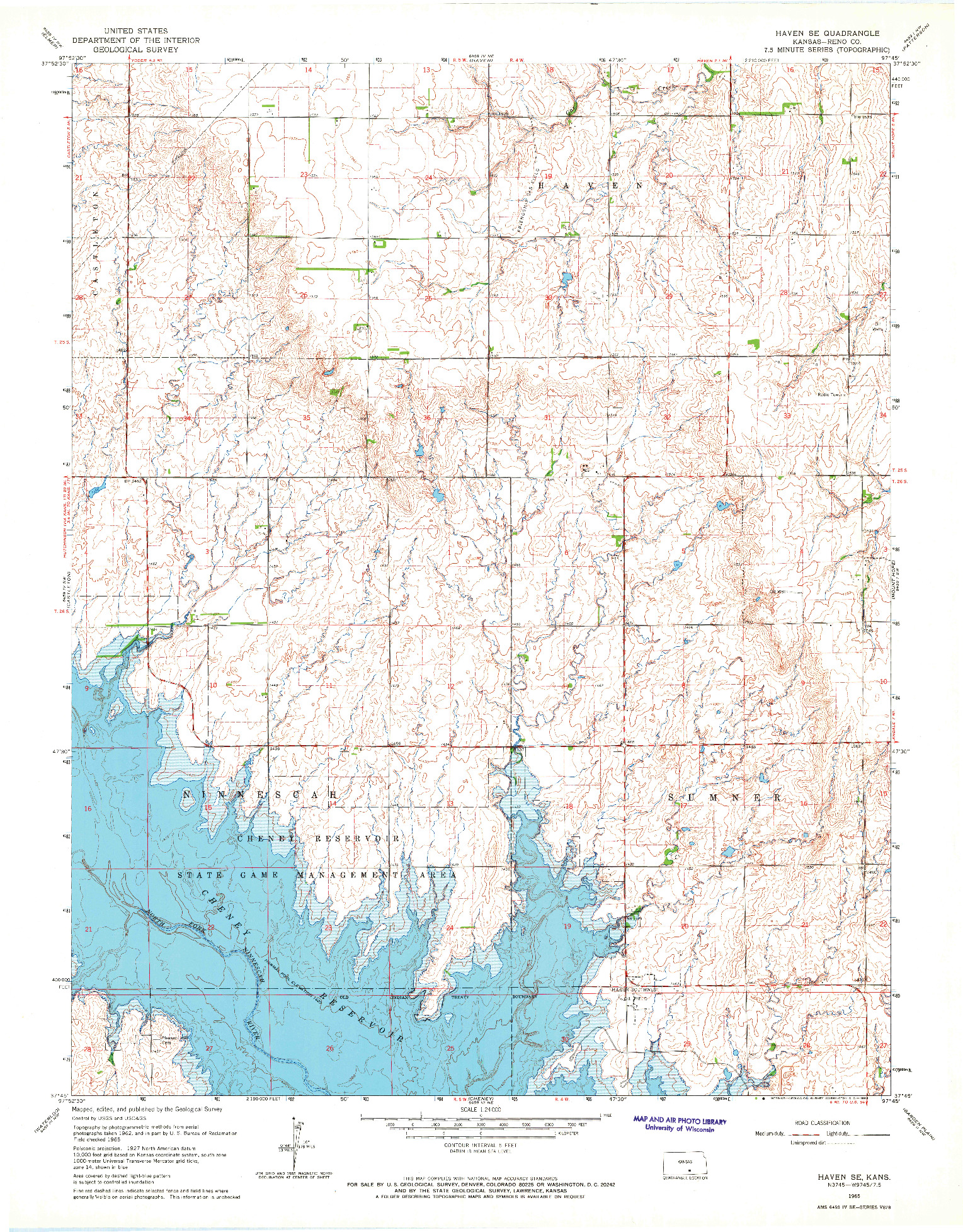 USGS 1:24000-SCALE QUADRANGLE FOR HAVEN SE, KS 1965
