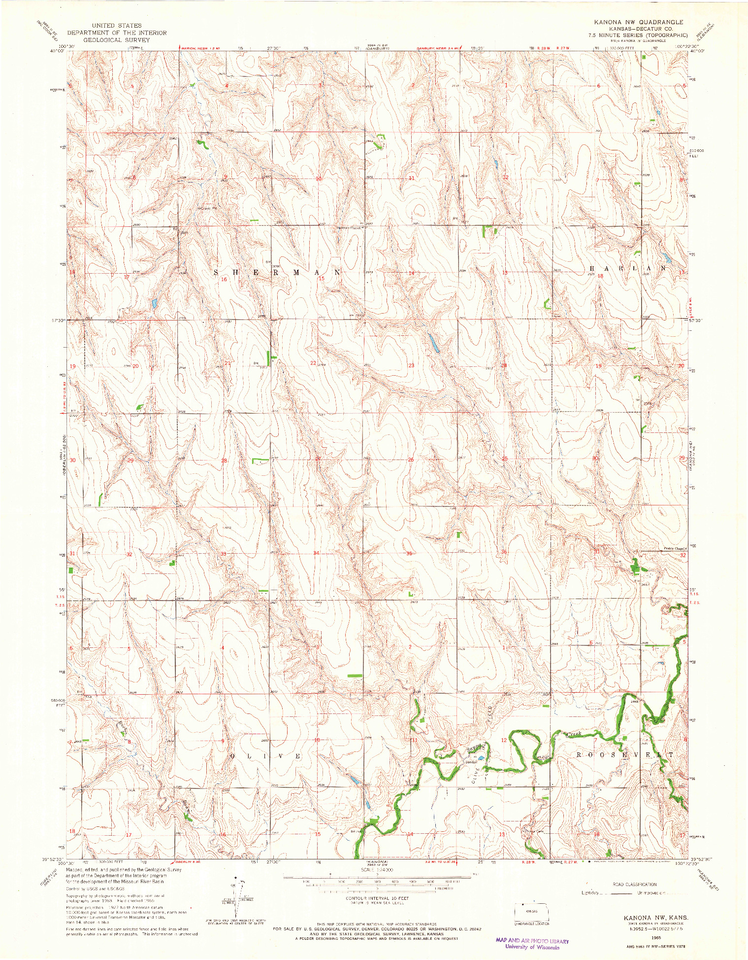 USGS 1:24000-SCALE QUADRANGLE FOR KANONA NW, KS 1965