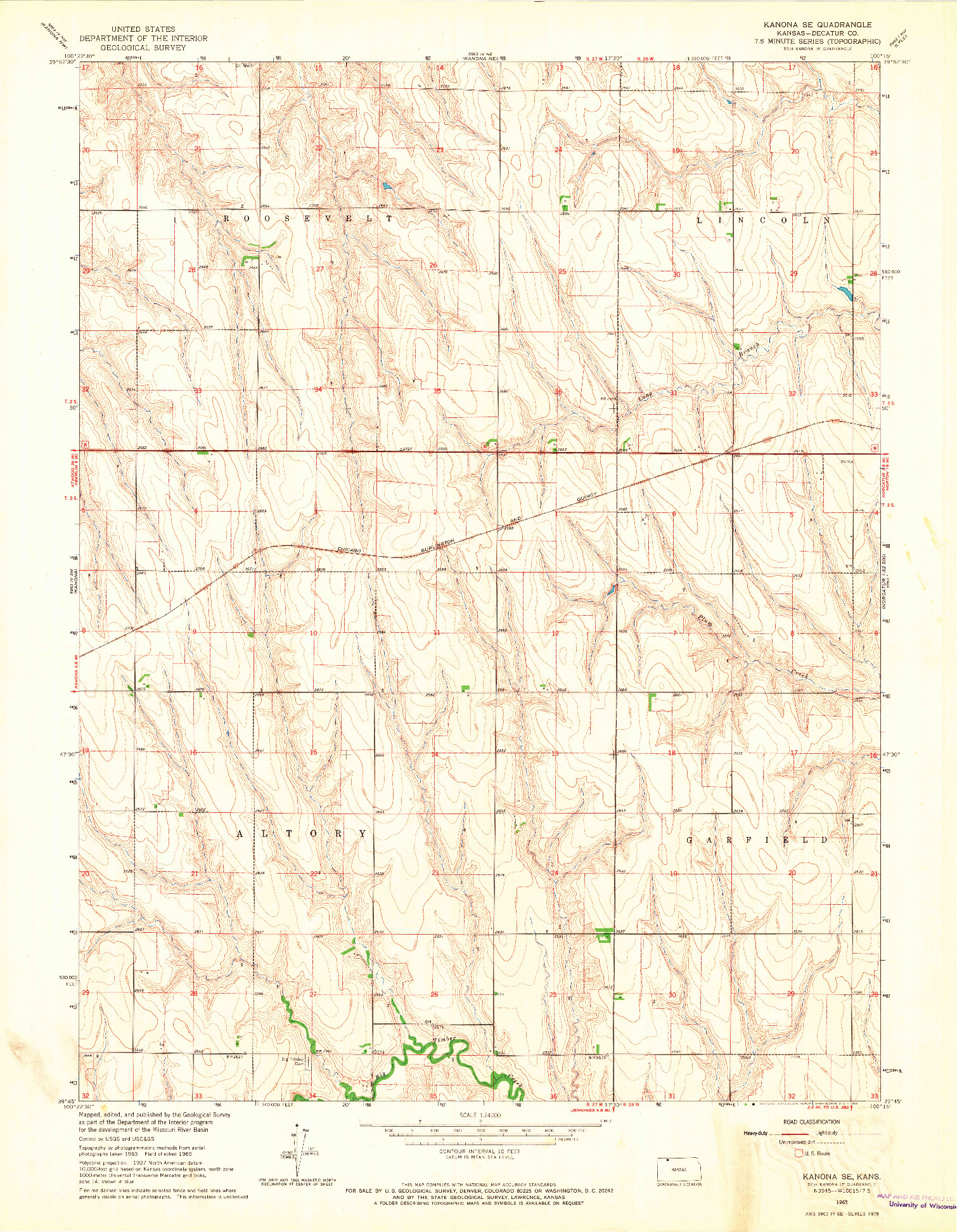 USGS 1:24000-SCALE QUADRANGLE FOR KANONA SE, KS 1965