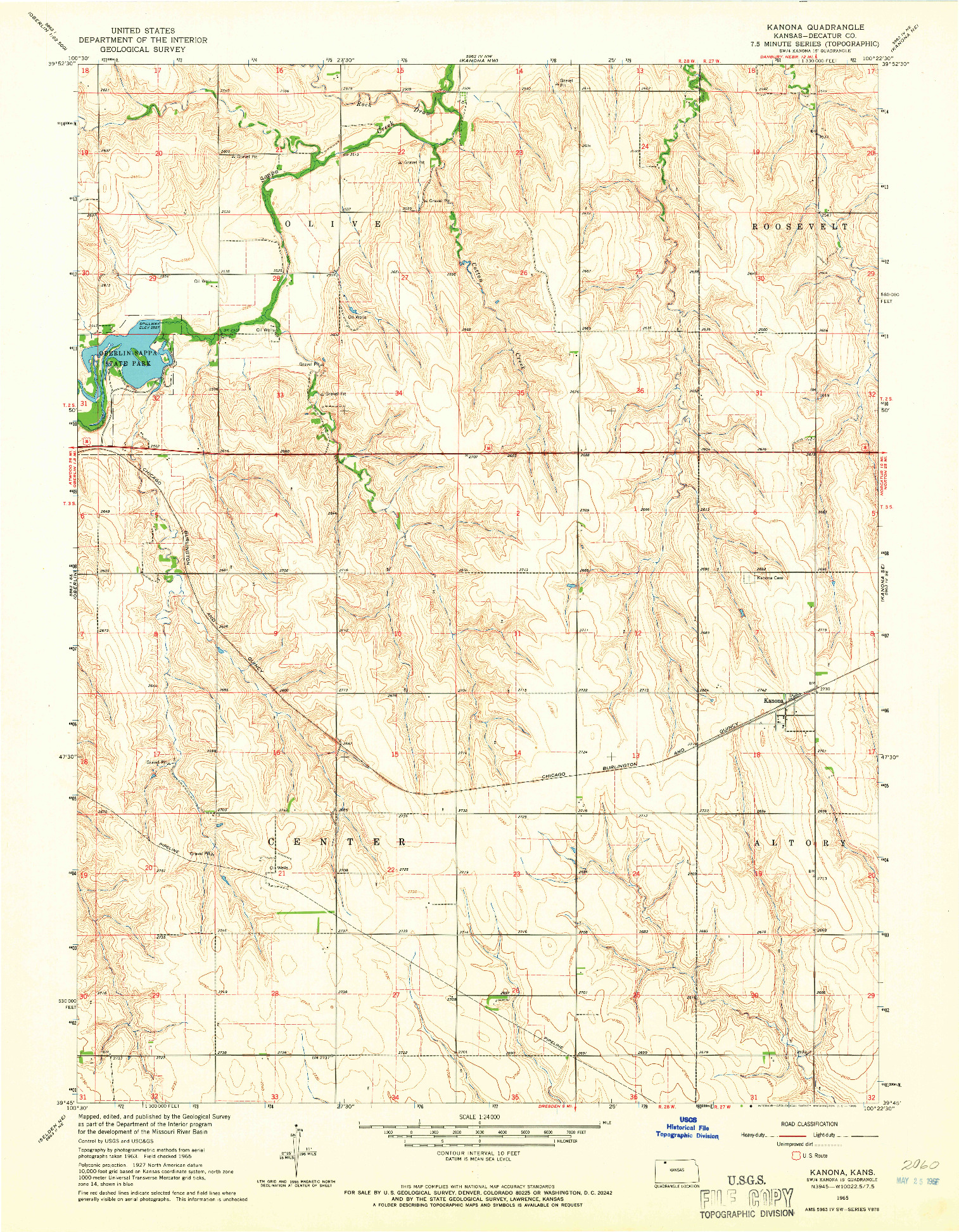 USGS 1:24000-SCALE QUADRANGLE FOR KANONA, KS 1965