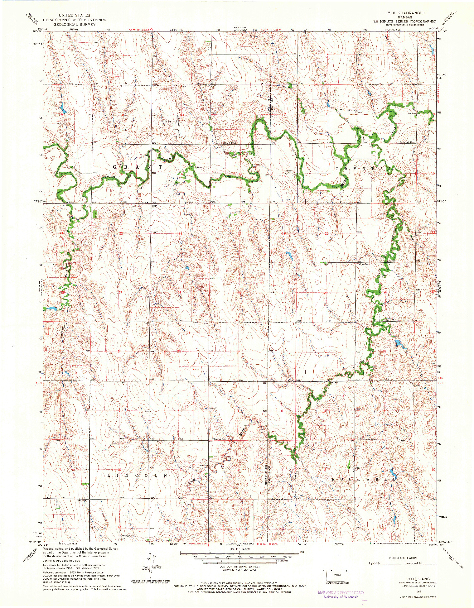 USGS 1:24000-SCALE QUADRANGLE FOR LYLE, KS 1965