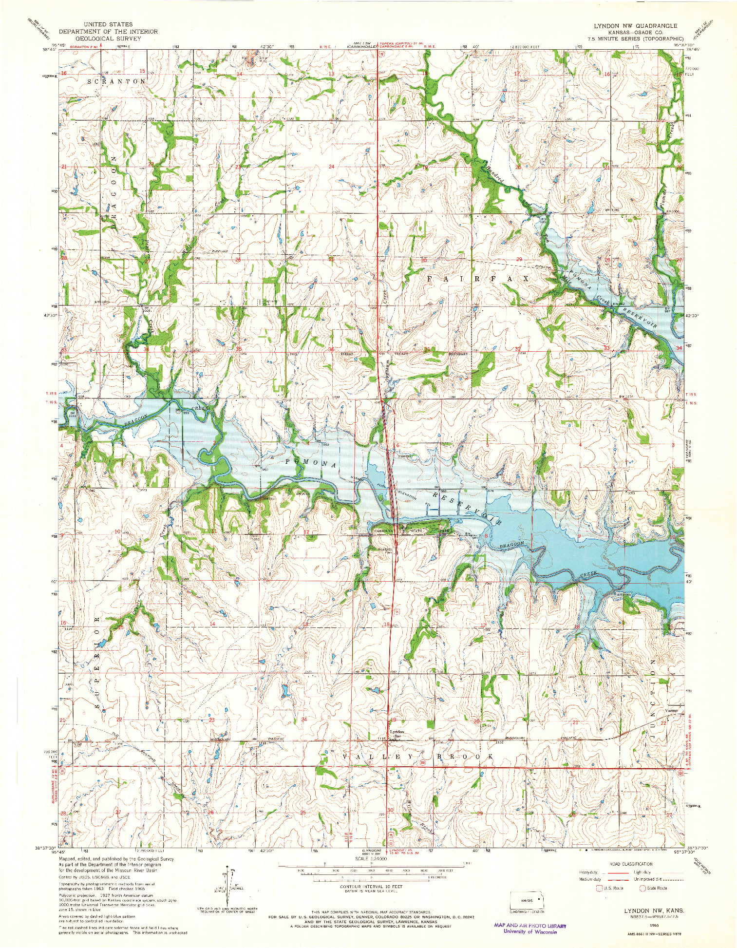 USGS 1:24000-SCALE QUADRANGLE FOR LYNDON NW, KS 1965