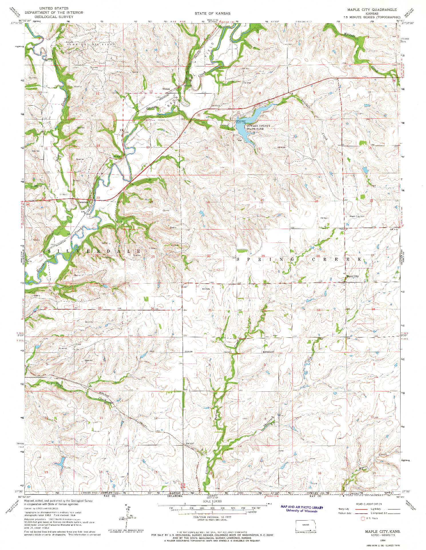 USGS 1:24000-SCALE QUADRANGLE FOR MAPLE CITY, KS 1964