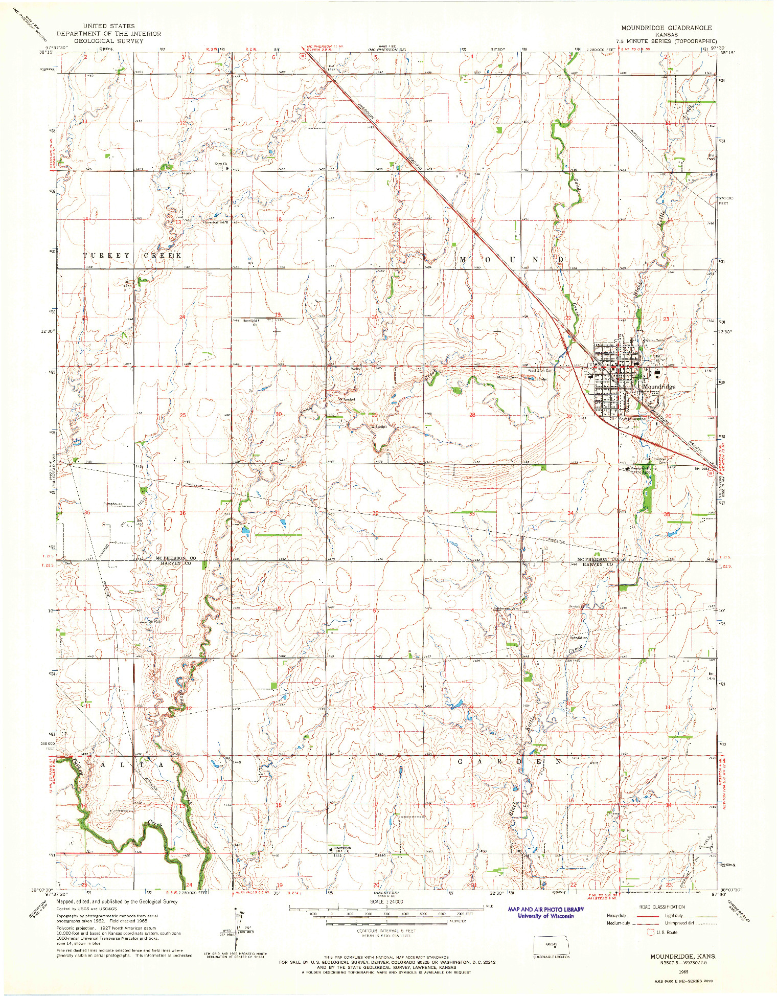 USGS 1:24000-SCALE QUADRANGLE FOR MOUNDRIDGE, KS 1965