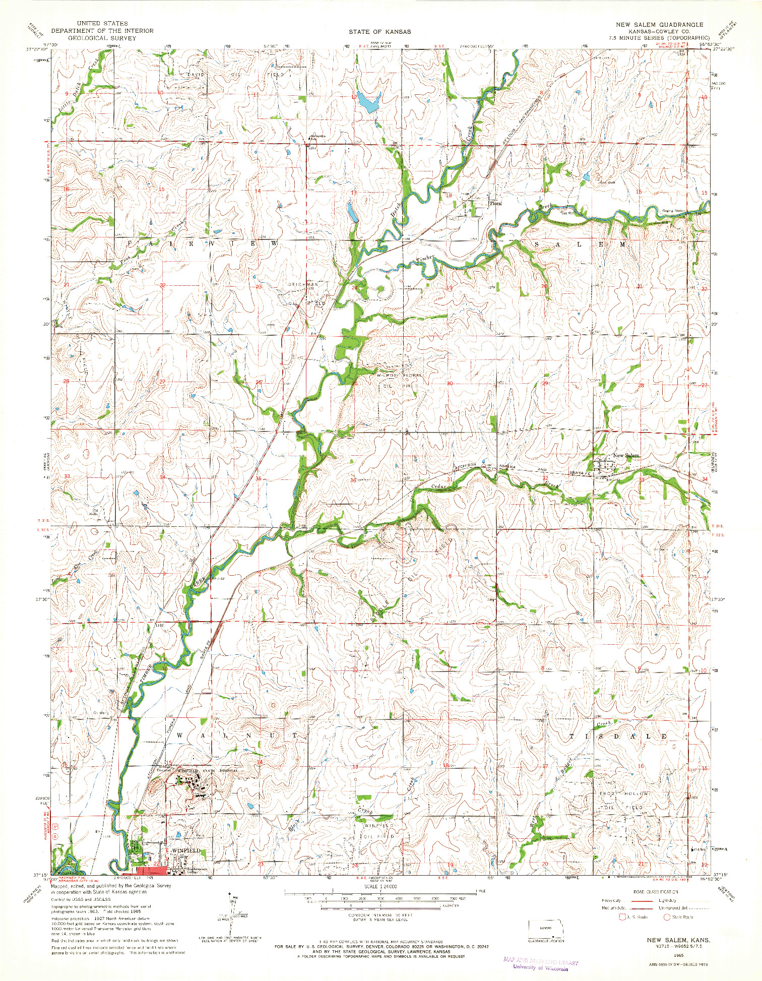 USGS 1:24000-SCALE QUADRANGLE FOR NEW SALEM, KS 1965