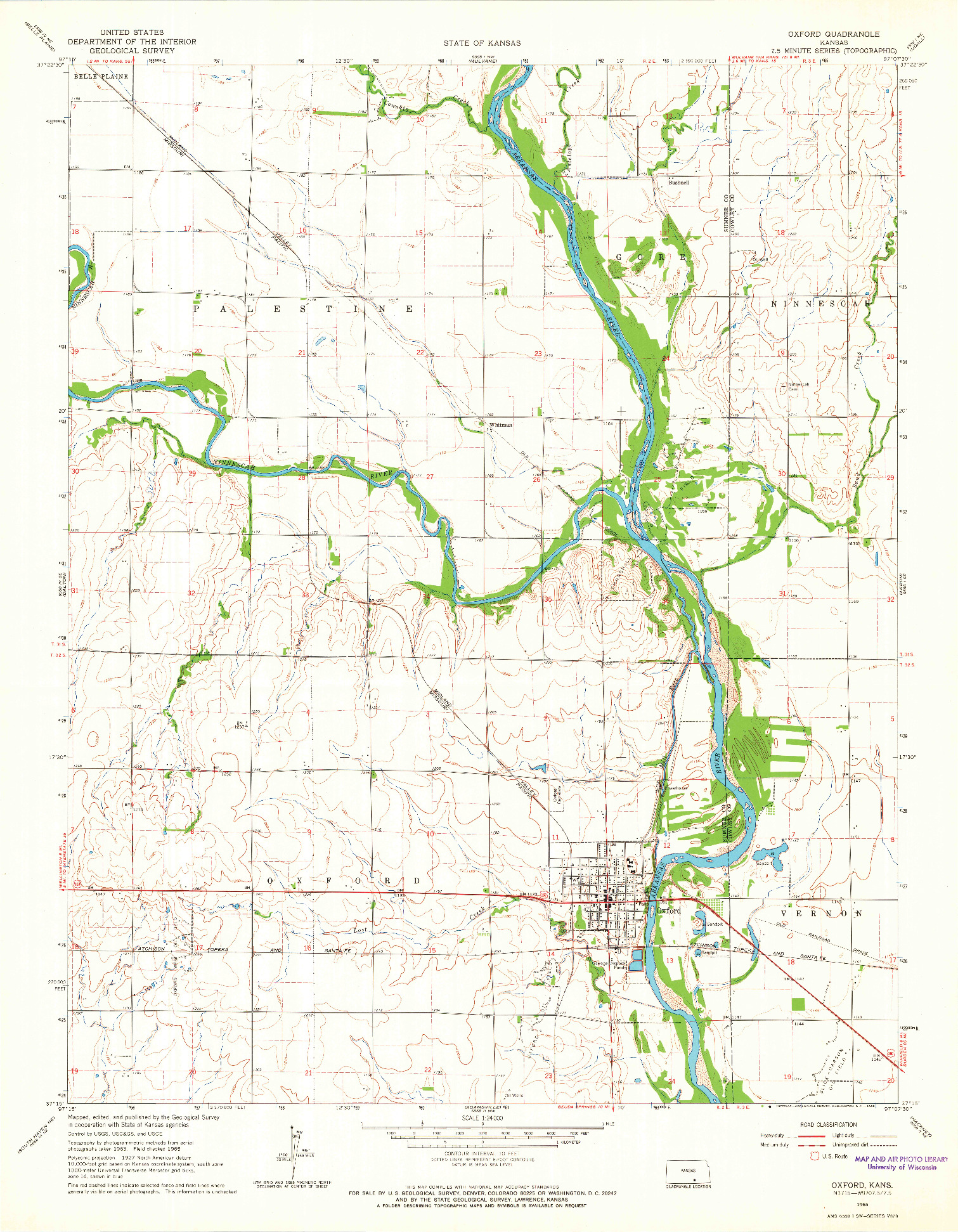 USGS 1:24000-SCALE QUADRANGLE FOR OXFORD, KS 1965