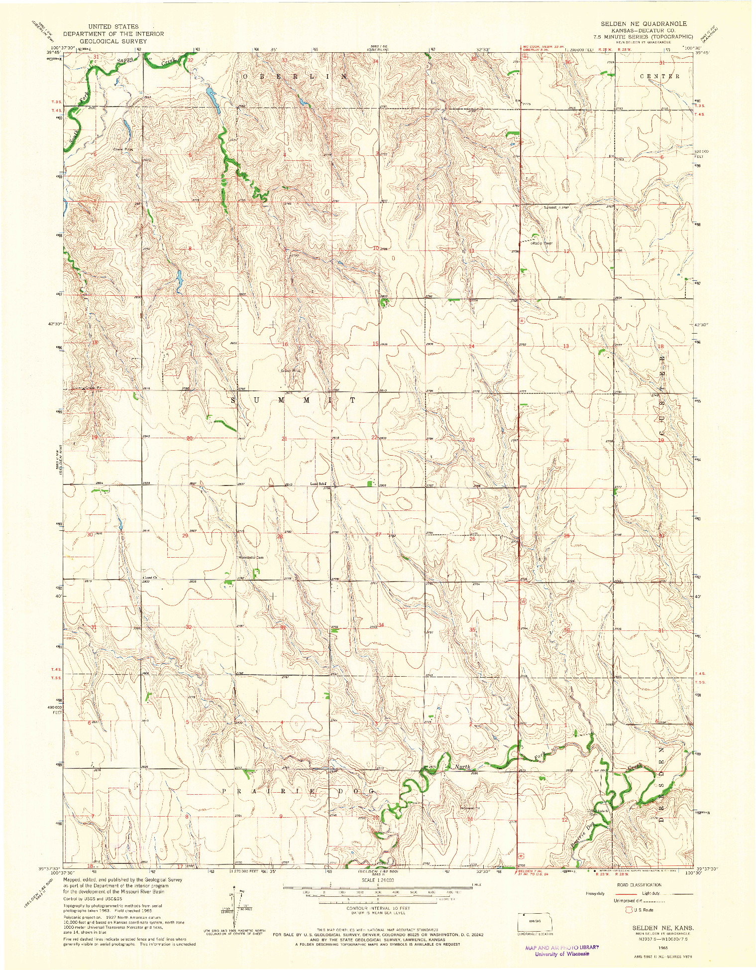 USGS 1:24000-SCALE QUADRANGLE FOR SELDEN NE, KS 1965