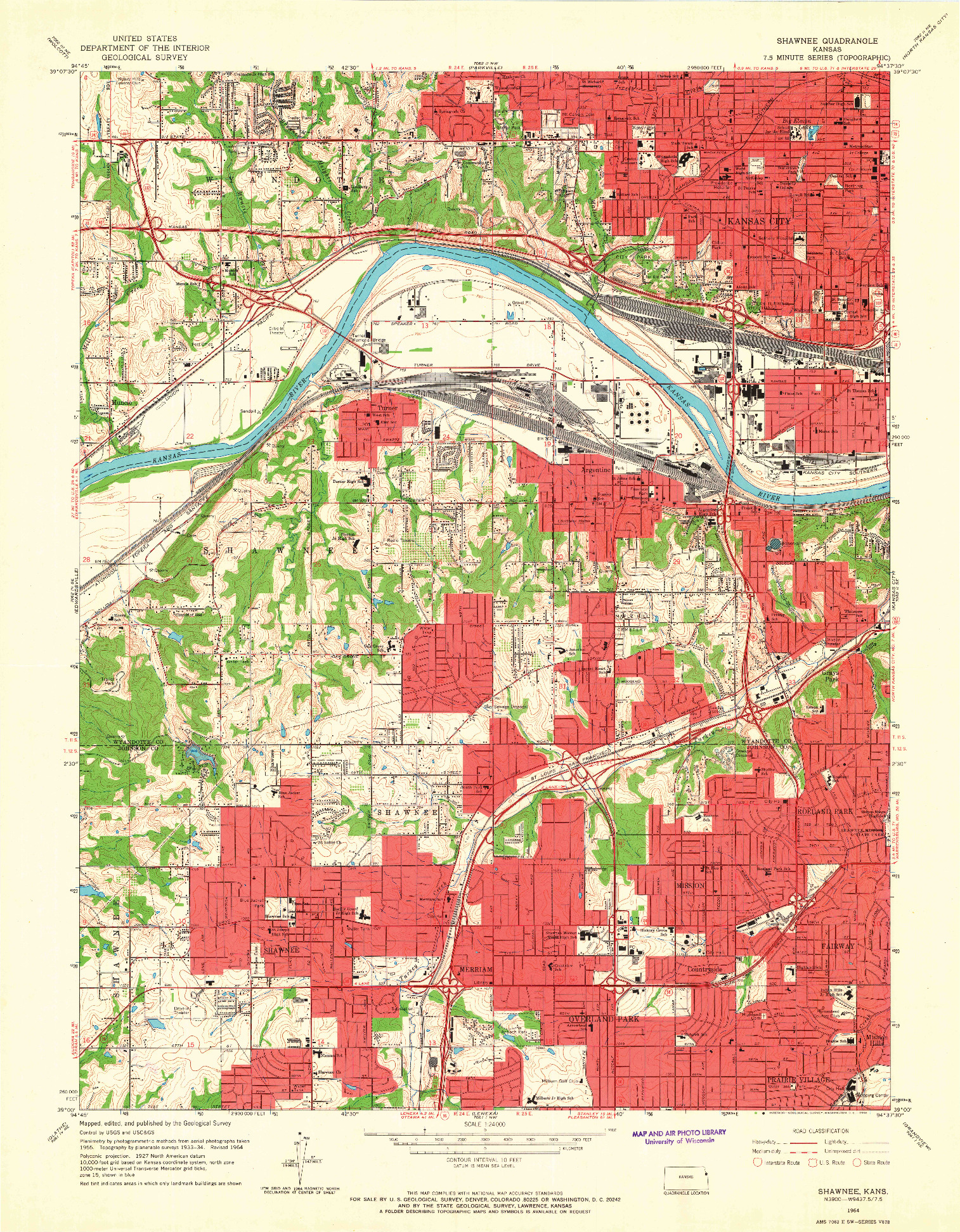 USGS 1:24000-SCALE QUADRANGLE FOR SHAWNEE, KS 1964