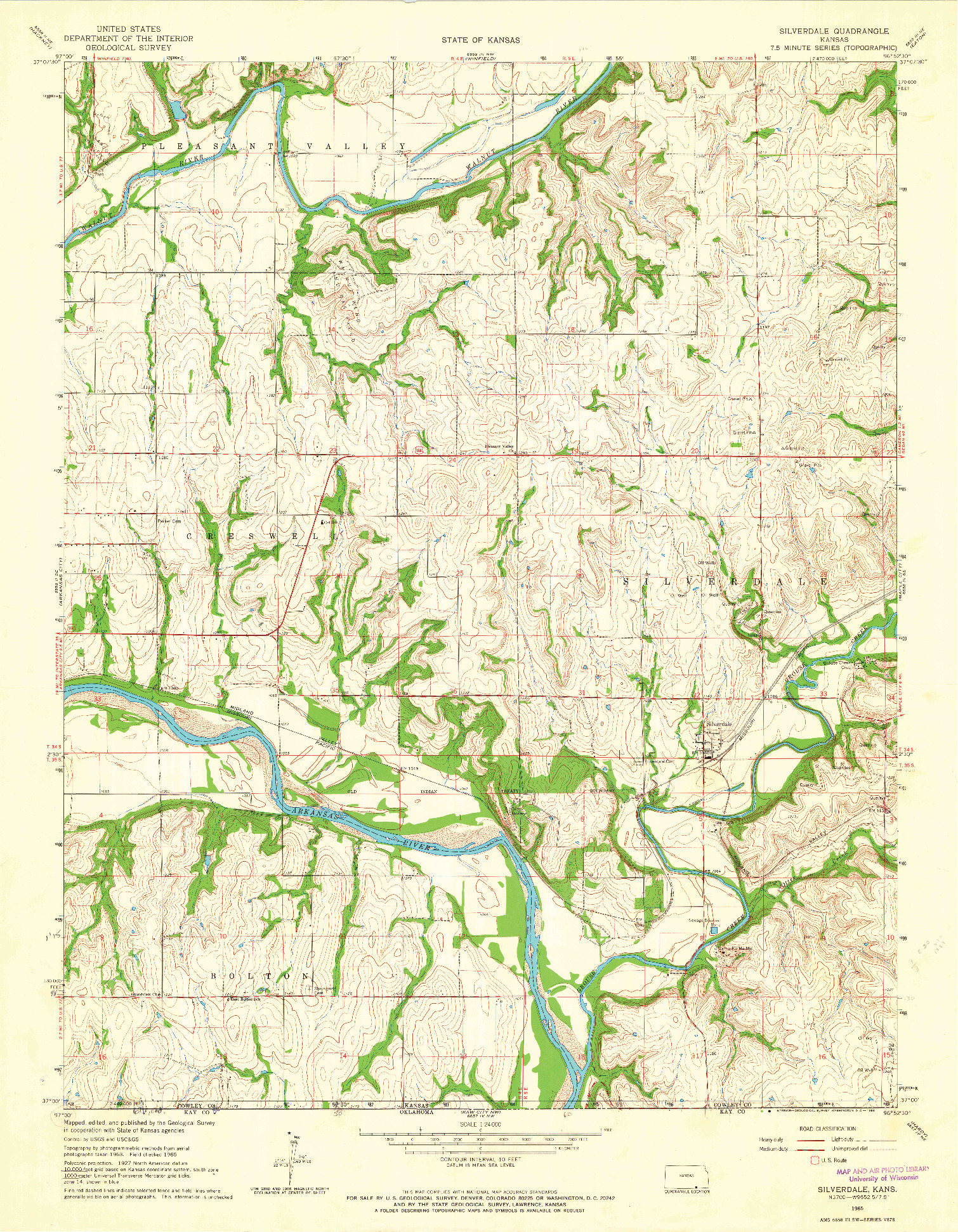 USGS 1:24000-SCALE QUADRANGLE FOR SILVERDALE, KS 1965