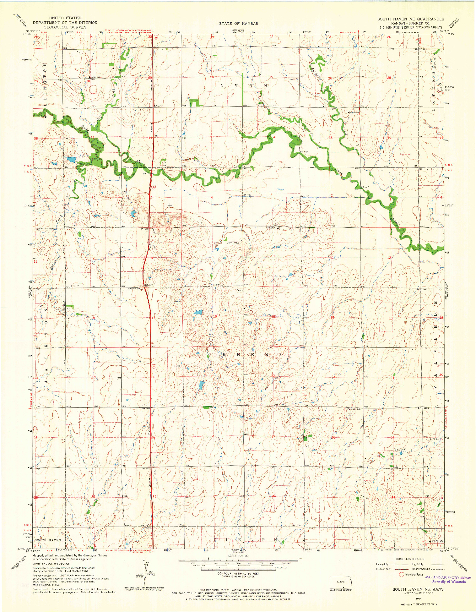 USGS 1:24000-SCALE QUADRANGLE FOR SOUTH HAVEN NE, KS 1964