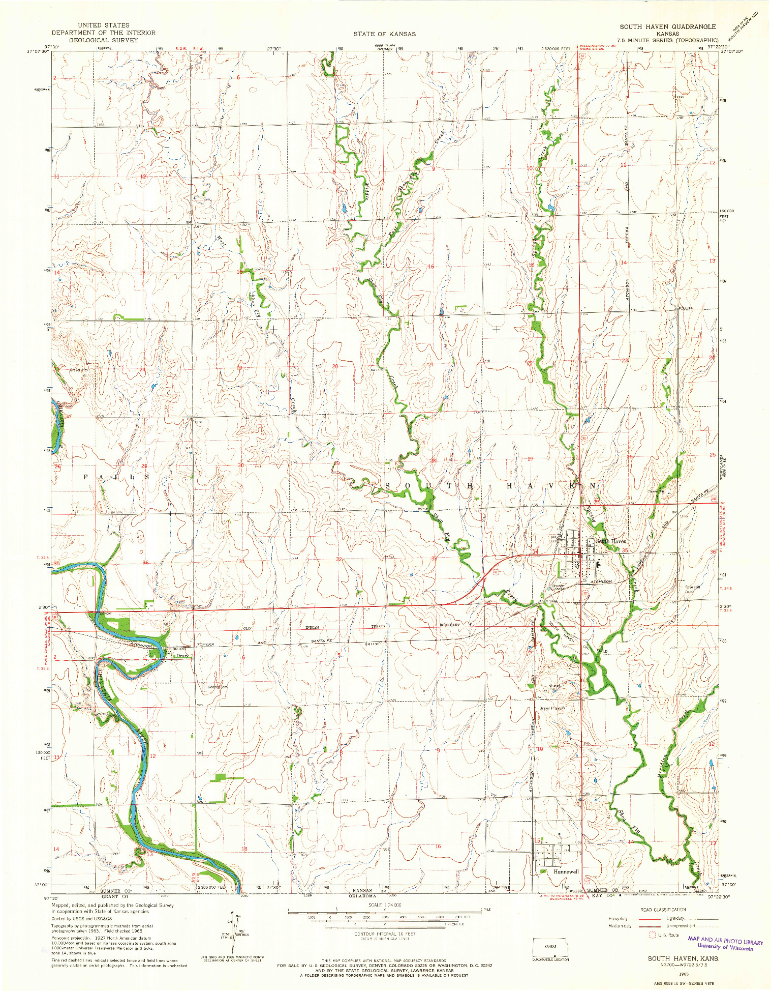 USGS 1:24000-SCALE QUADRANGLE FOR SOUTH HAVEN, KS 1965