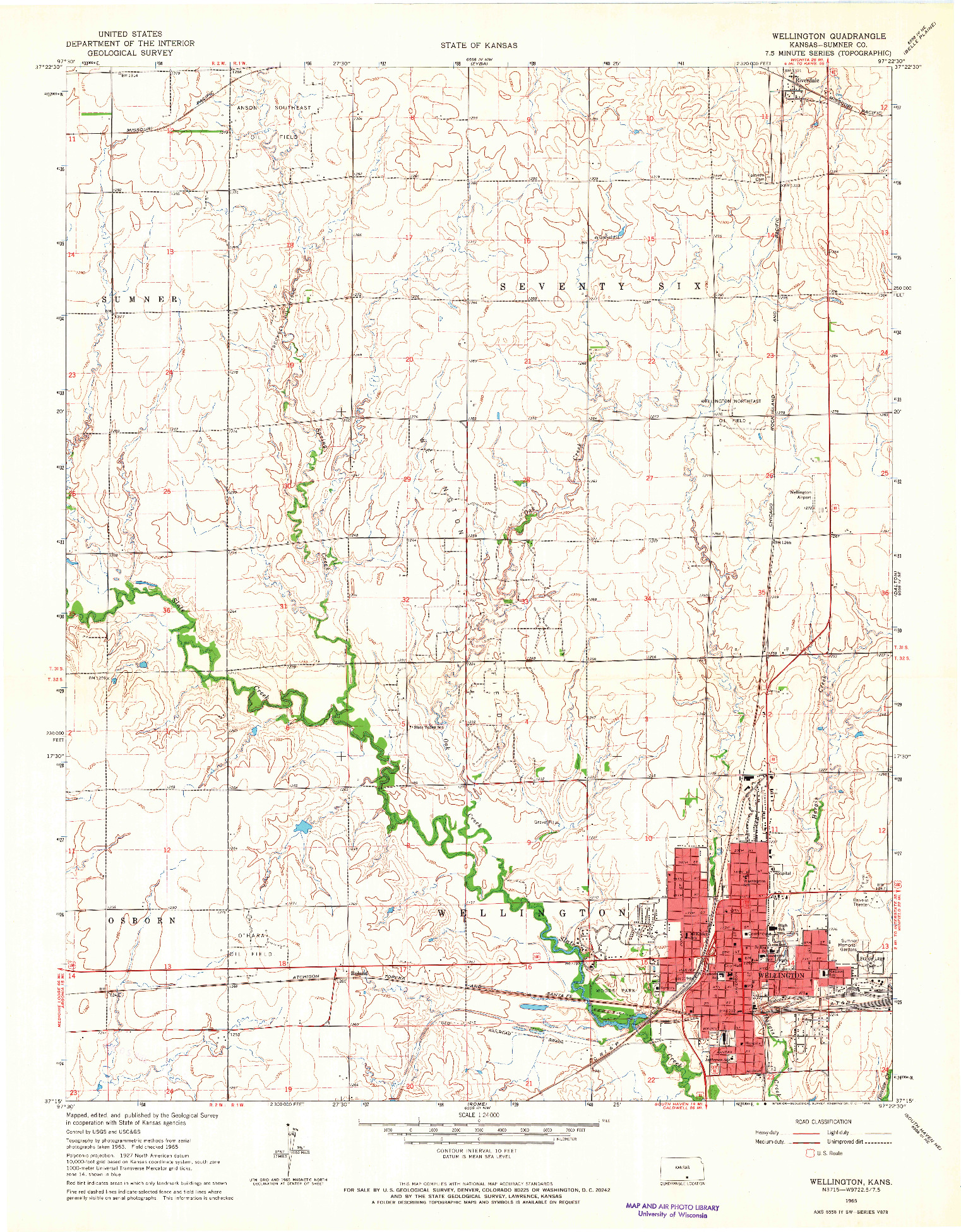 USGS 1:24000-SCALE QUADRANGLE FOR WELLINGTON, KS 1965