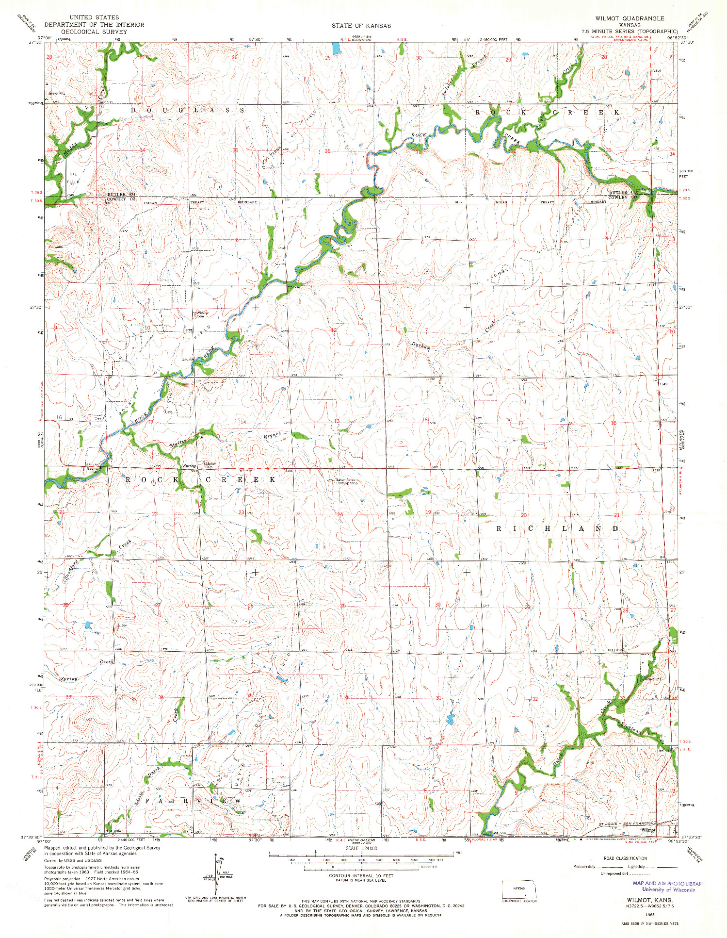 USGS 1:24000-SCALE QUADRANGLE FOR WILMOT, KS 1965