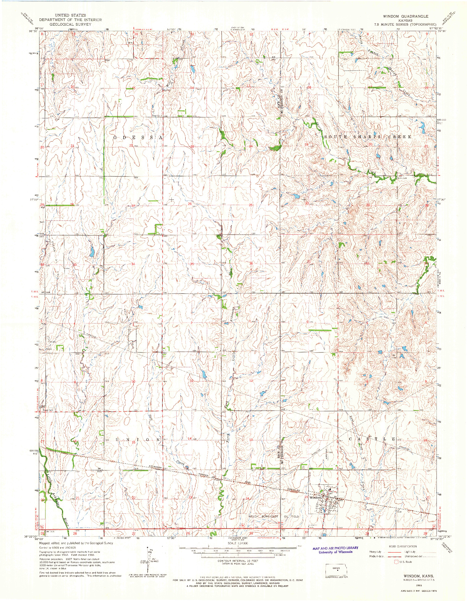 USGS 1:24000-SCALE QUADRANGLE FOR WINDOM, KS 1965